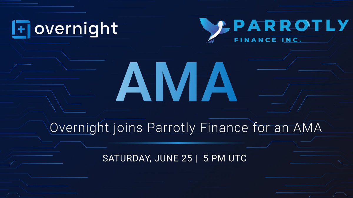 overnight_fi's tweet image. @ParrotlyFinance recently migrated a proportion of their LP to #USDPlus to benefit $pBirb holders. 🤝💪

Join us for an AMA on their discord to discuss their thoughts on USD+ and why this move benefits their ecosystem. 🔥

🗓️June 25
⌛️5 PM UTC
👉discord.gg/parrotly