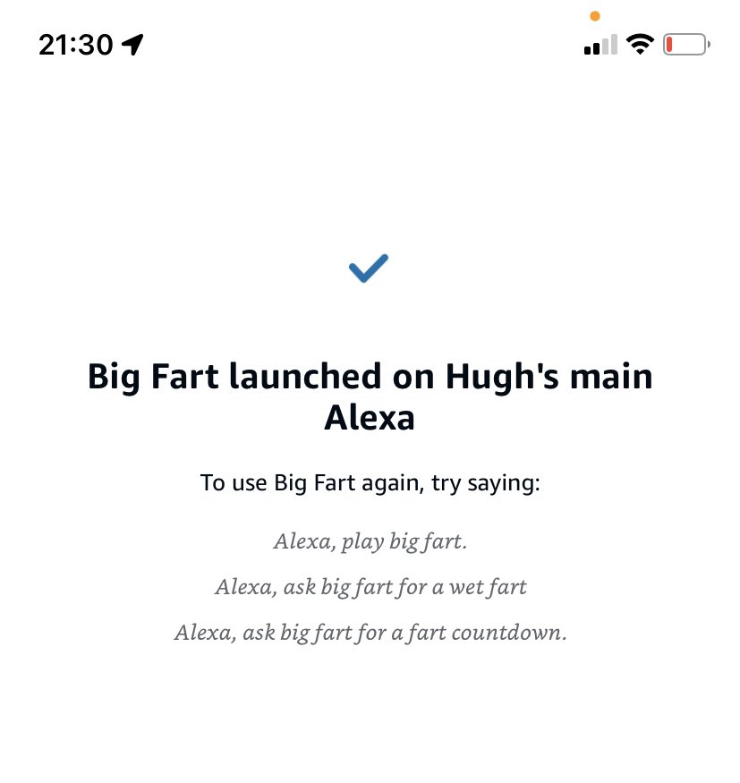 joannamont's tweet photo. Amusing myself by sending fart noises to my dad’s Alexa. I’m in my forties. #megalol https://t.co/JVnc0B2nTl