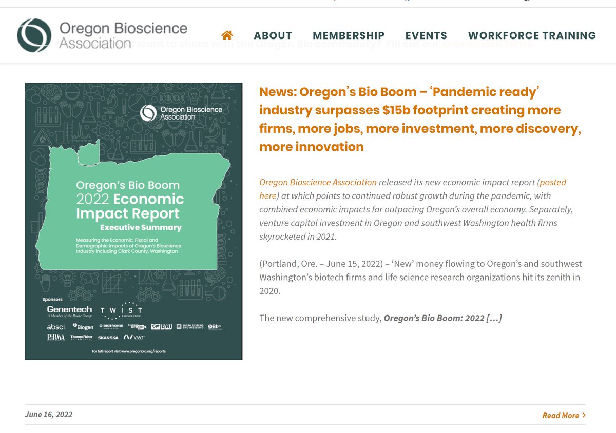 OregonBio's tweet image. #YIMBY - Bio's $15b OR footprint shows #unprecedented highs in #VentureCapital + other 'new money.' Wages up, jobs up, exports up. The new econ impact report is at oregonbio.org/news/. #bioscience #ORBioMembers #biotechnology #lifescienceresearch