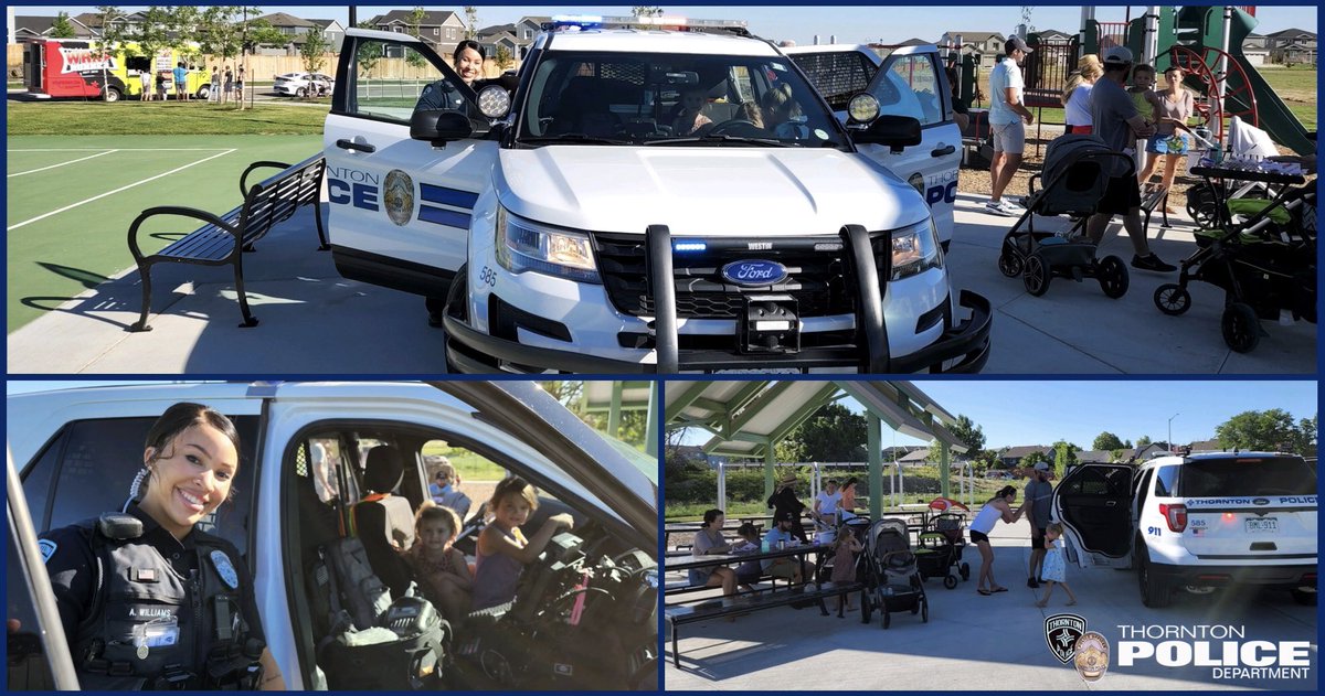 ThorntonPolice's tweet photo. Now that’s #TPDengaging
Ofc. WIlliams took it upon herself to give a quick tour of her patrol car, take a few pics, & make some new friends. That’s #TheThorntonWay.
We’re out & about all the time so if you see us, please say “hi.“ We love #connecting with you.
#TPDconnecting https://t.co/8R967xnIbG