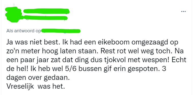 wespenvriend's tweet photo. Spuitbussen met gif tegen insecten kan iedereen gewoon in elke bouwmarkt kopen. Dus dan krijg je mensen die ervan balen dat die nare wespen er wel 3 dagen over deden om te creperen..
NB: in Duitsland kan je hier duizenden Euro's boete voor krijgen. #DitMoetAnders @PartijvdDieren https://t.co/MASAqmssuw