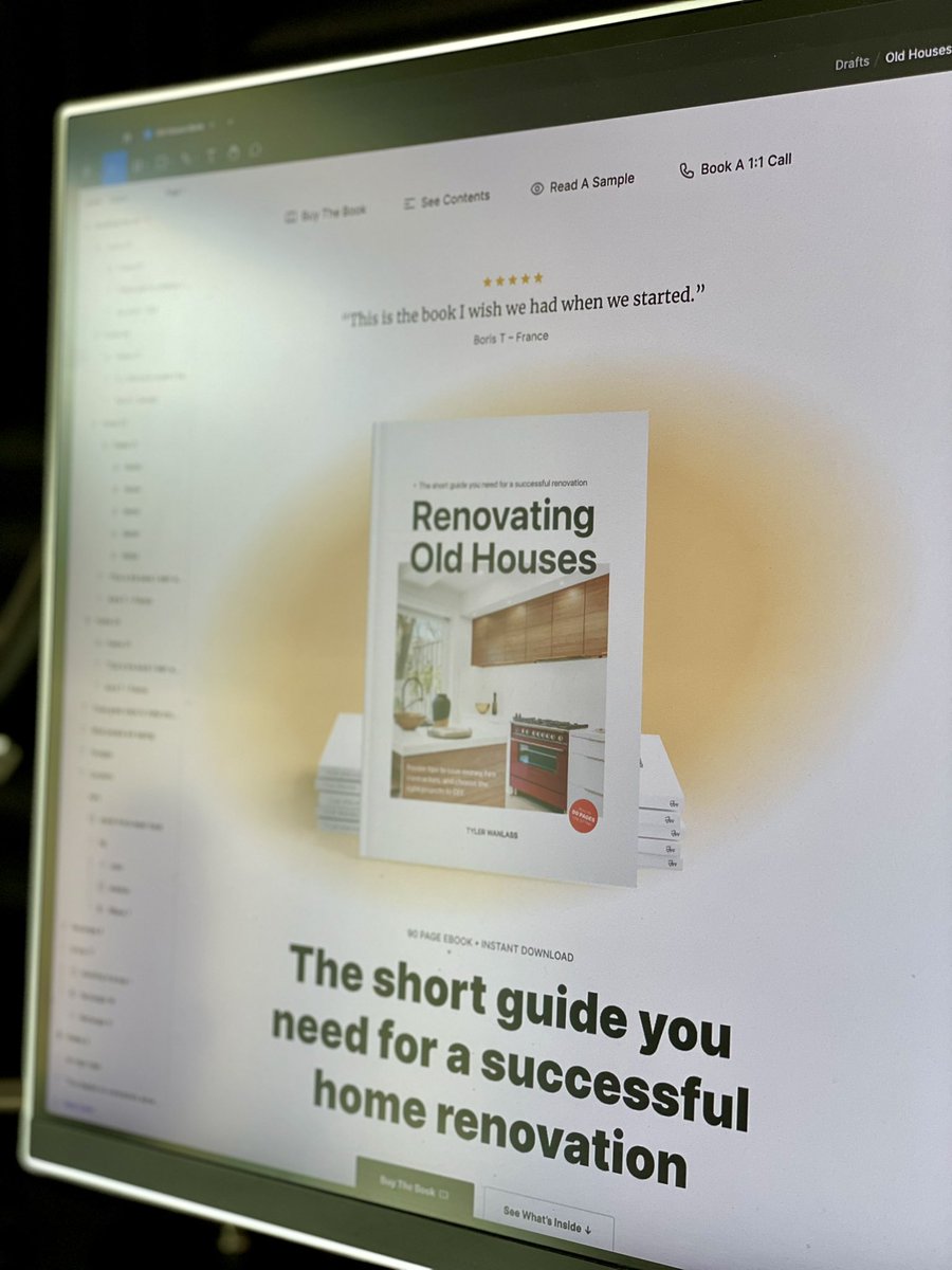 Today’s progress shot – designing the landing page for my book before I dive into some code: