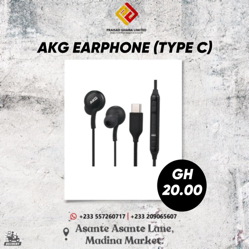 AKG Earphone  ( Type C ) Also Available Now At <a href="/PraisadGh/">Praisad Ghana Limited</a> .... Cool GHC 20.00 
. 
Link up <a href="/Nanajosh_/">Nana josh 🇺🇸🇬🇭</a> sharp .

#praisadgh #toppaklassadvertisement  #toppaklasspromotions