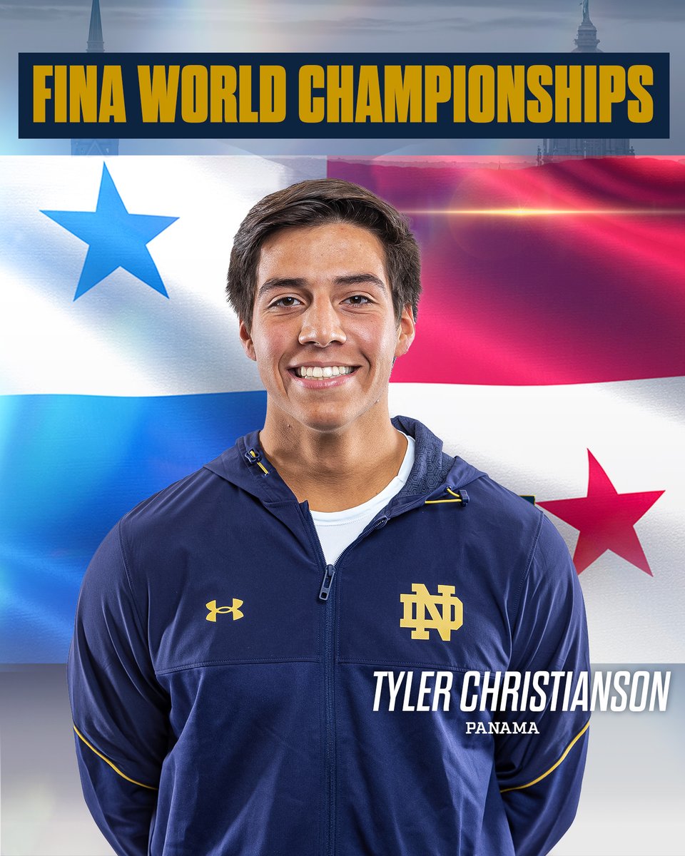 NDSwimDive's tweet photo. The Irish are going to Budapest!

Tyler Christianson will be representing Panama while Chris Lindauer will be coaching athletes from Serbia, Panama and the US at the FINA World Championships!

#GoIrish x #ALLIN https://t.co/hX63t3gvLi