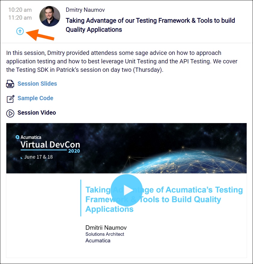 TimRodman's tweet photo. Now @MvF_Evangelista is wrapping things up. All recordings (with source code and slides) will be available here by clicking down arrows under each presentation: https://t.co/0ch9E5kAW5 #AcumaticaDevCon https://t.co/D1rBdUFfmL