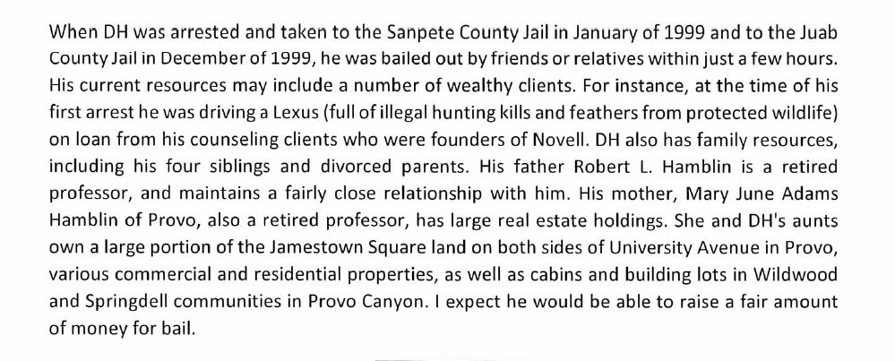 These screencaps are excerpts of a statement from Roselle Anderson Stevenson, later "Rose Hamblin," outlining some of DH's very curious, organized crime / trafficking adjacent connections, and LDS family clout, too.