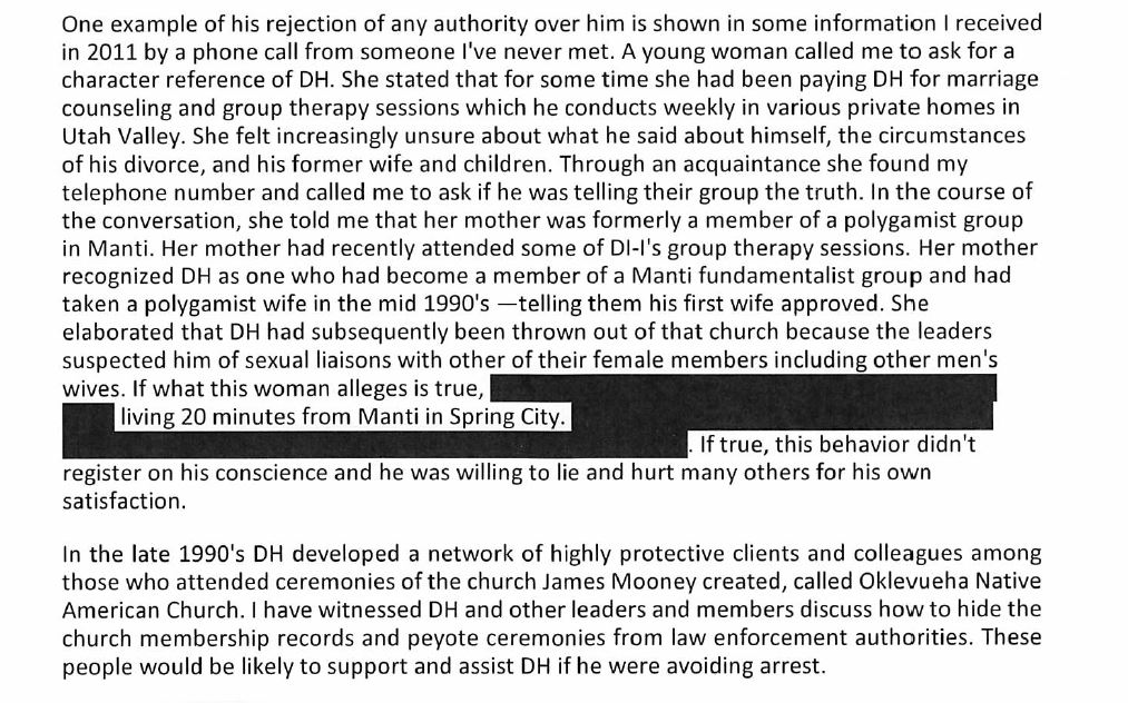 These screencaps are excerpts of a statement from Roselle Anderson Stevenson, later "Rose Hamblin," outlining some of DH's very curious, organized crime / trafficking adjacent connections, and LDS family clout, too.
