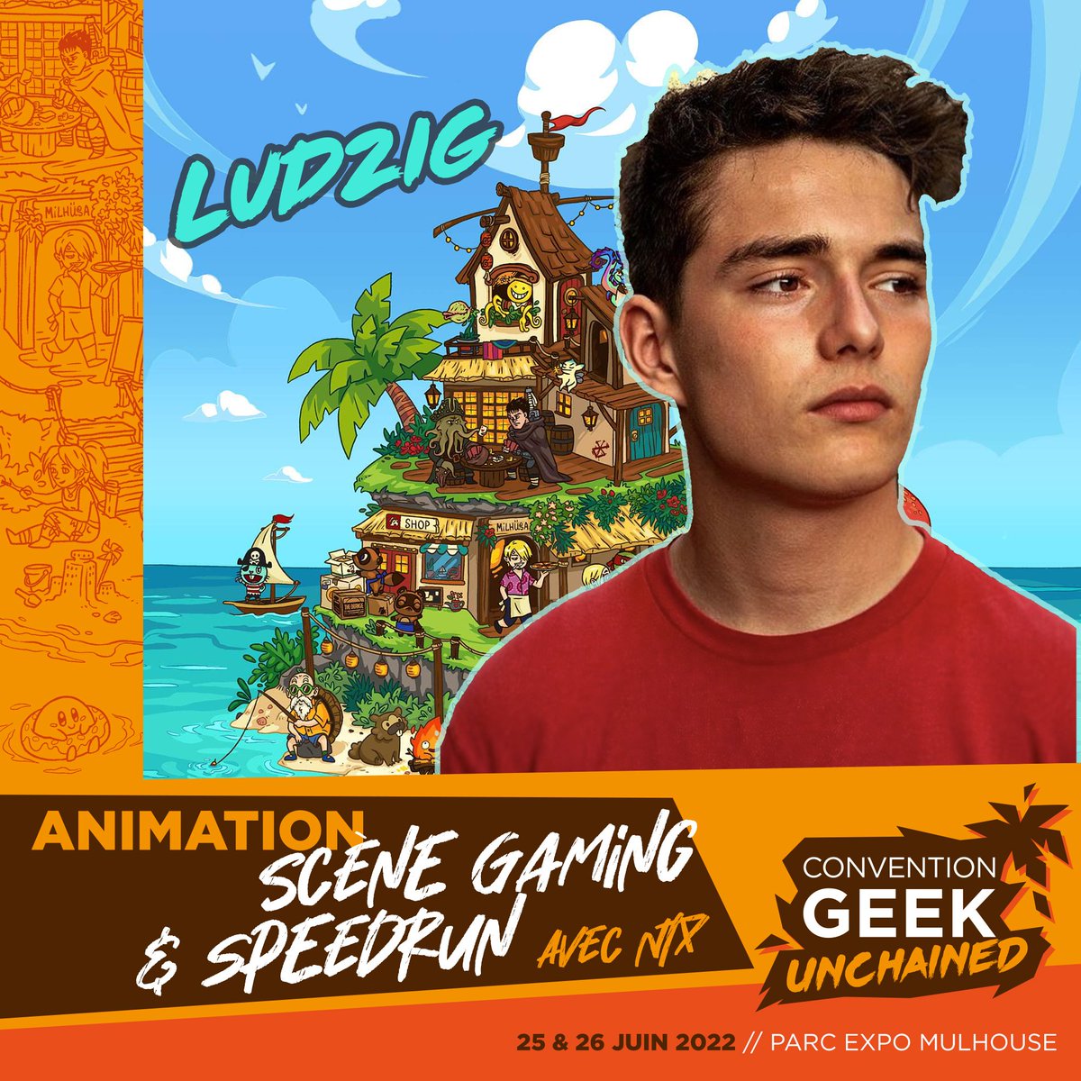 EVENTX été 2022 à la <a href="/GeekUnchained68/">Association Geek Unchained</a> !
"Salut moi c’est Ludzig actif sur Tik Tok et Twitch principalement.
Mon but ? Mettre de la bonne humeur partout où je vais en faisant le maximum de contenu en tout genre que je fais seul, avec des potes, et même avec vous !"
@Ludziglive