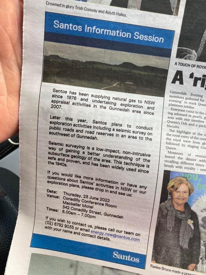 pilligapush's tweet photo. We seem to be stuck in a time warp - didn’t Santos learn the first time round? The company have given just a weeks notice of their info session in #gunnedah to be held on the 23rd June #StopSantos #StopCSG https://t.co/i2jIsMtwee