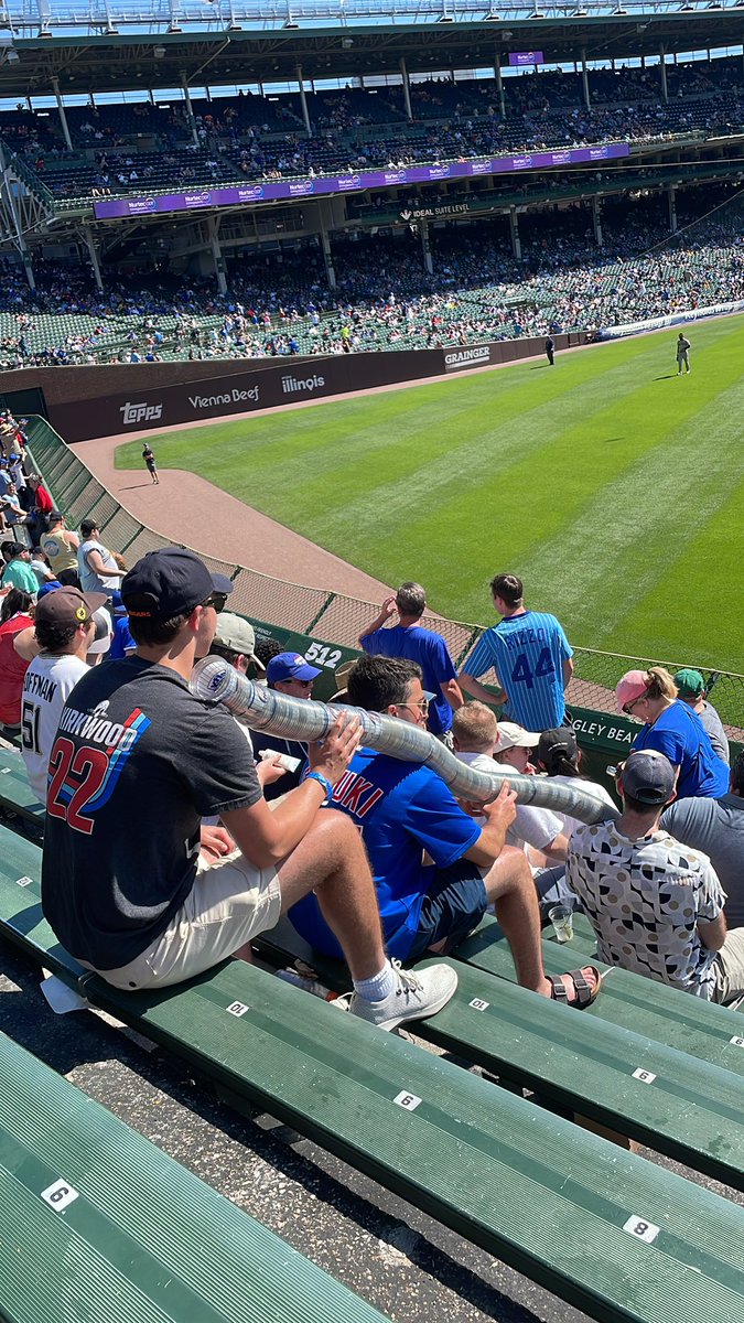 ZachParisi24's tweet photo. @BarstoolBigCat at a cubs game and they won’t let us bring the cups across sections to build a bigger snake #snakegate https://t.co/A7xilTZ5ru
