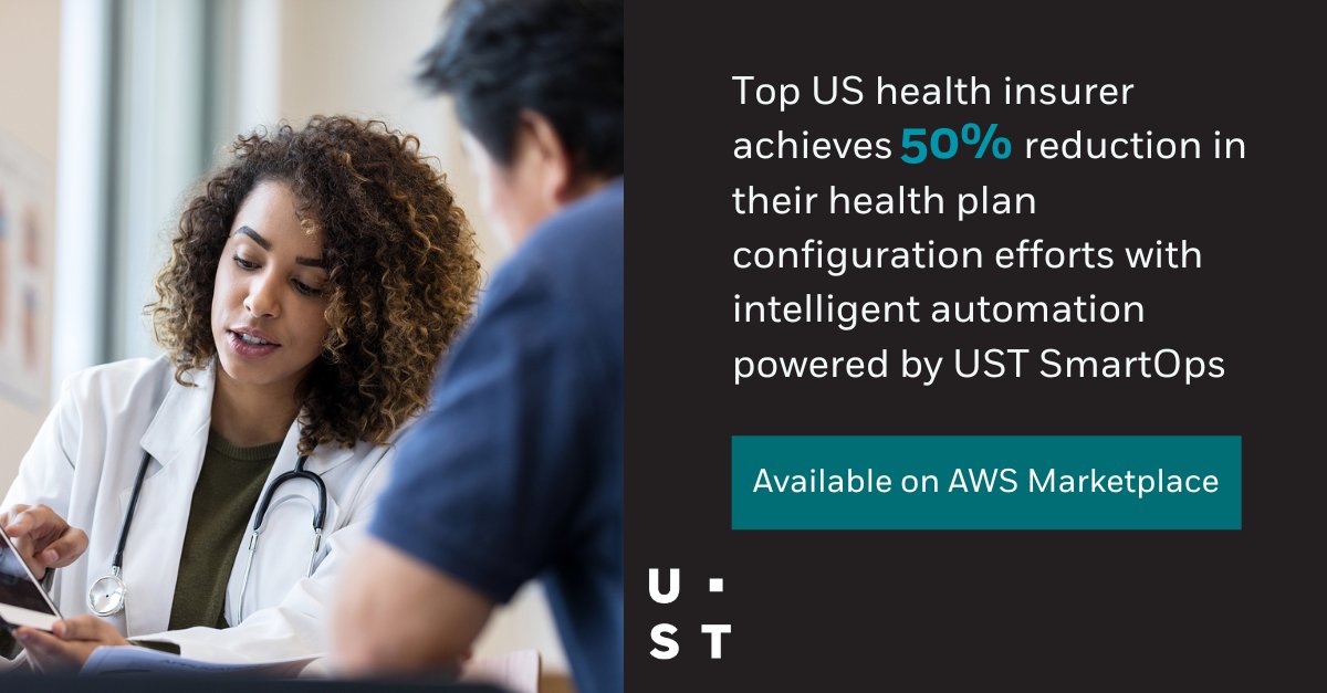 USTSmartOps's tweet photo. A leading health insurer based in the US improved its benefit administrator productivity by transforming unstructured data into actionable insights. UST SmartOps can help you optimize your business processes. Learn more on AWS Marketplace: https://t.co/WpvTRPcTNE https://t.co/MahFxC8X1B
