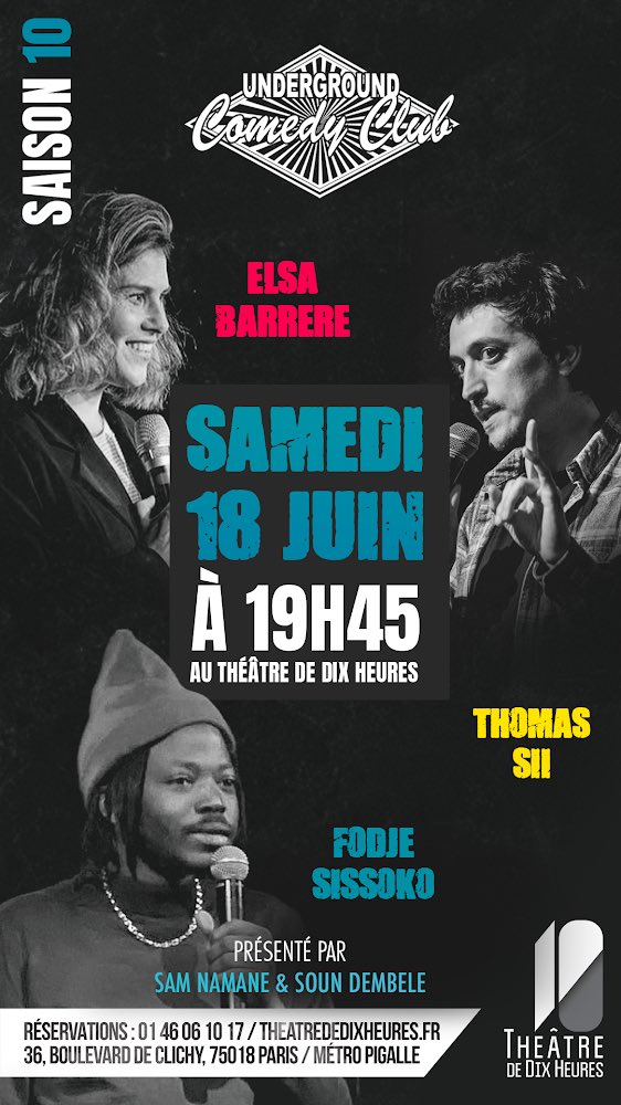 Comedyground's tweet image. Samedi soir ça va être incroyable ! Prend ta place, on ramène la clim ! 😘

Elsa Barrere Thomas Sii Fodjé Sissoko

billetreduc.com/284120/evt.htm #TPMP #nouvelleecole
