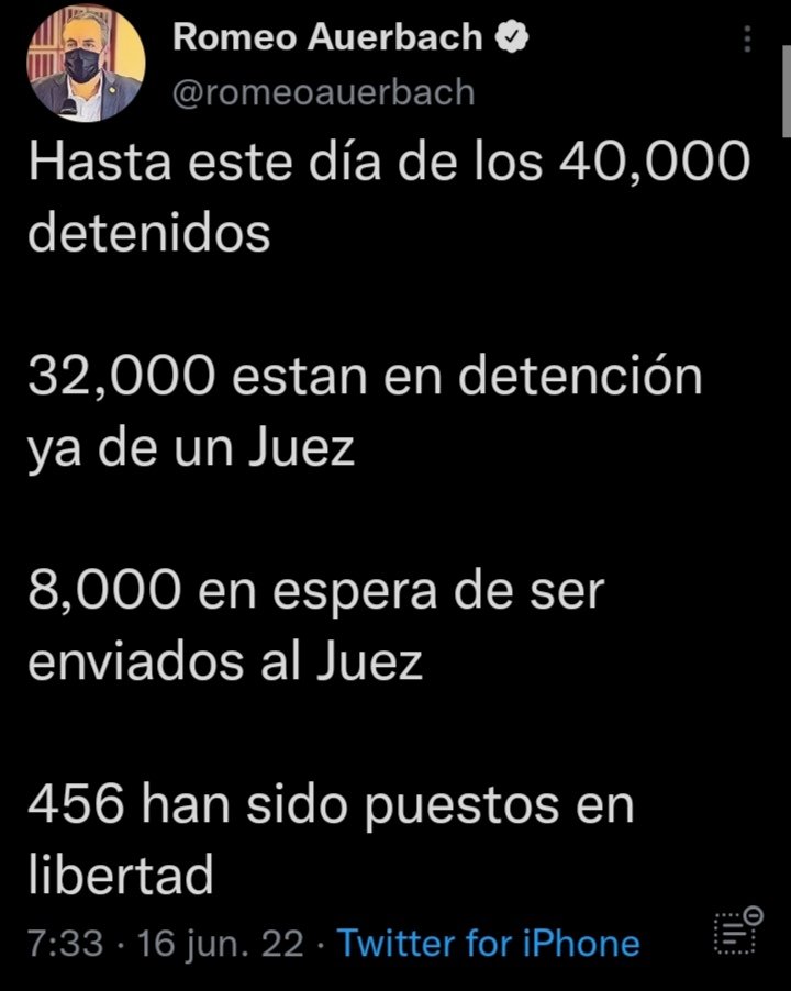 Basados en la información dada por <a href="/romeoauerbach/">Romeo Auerbach</a>, existen:

*40,000 detenidos
*32 mil están judicializados
*8000 en espera de ser presentados al juez, 
*446 puestos en libertad 
*y más de 50 FALLECIDOS.

Esperamos que estos ciudadanos y sus familias recuerden esto al votar.