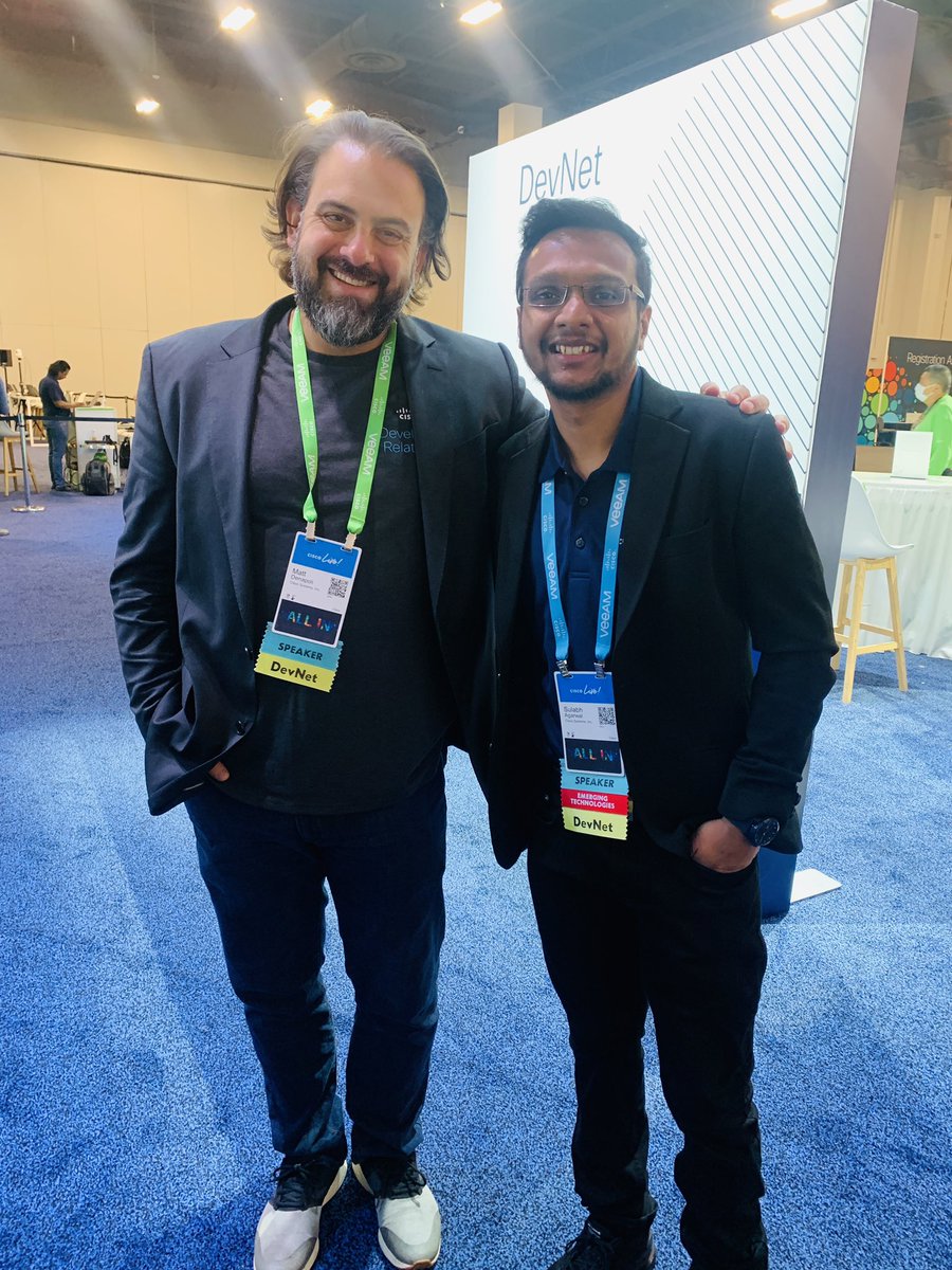 Sulabh Agarwal (@sulabhagar) on Twitter photo It was great conversing with <a href="/theDeNap/">Matthew DeNapoli</a> just before the session😀
Happy me 🤠
#CiscoLive It was great conversing with <a href="/theDeNap/">Matthew DeNapoli</a> just before the session😀
Happy me 🤠
#CiscoLive