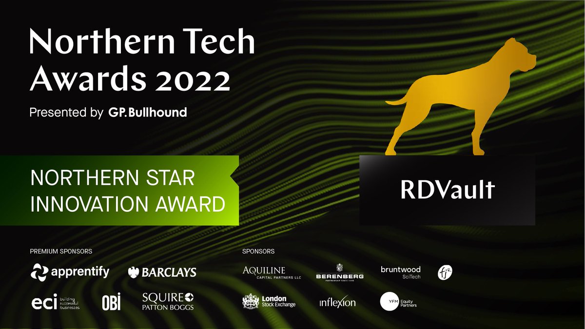 GPBullhound's tweet photo. This year's Northern Star Innovation Award goes to RDValut! Congratulations on being the company with the most innovativeservice. #NorthernStars #NorthernTech #NorthernTechAwards https://t.co/P3vI6bL5AC