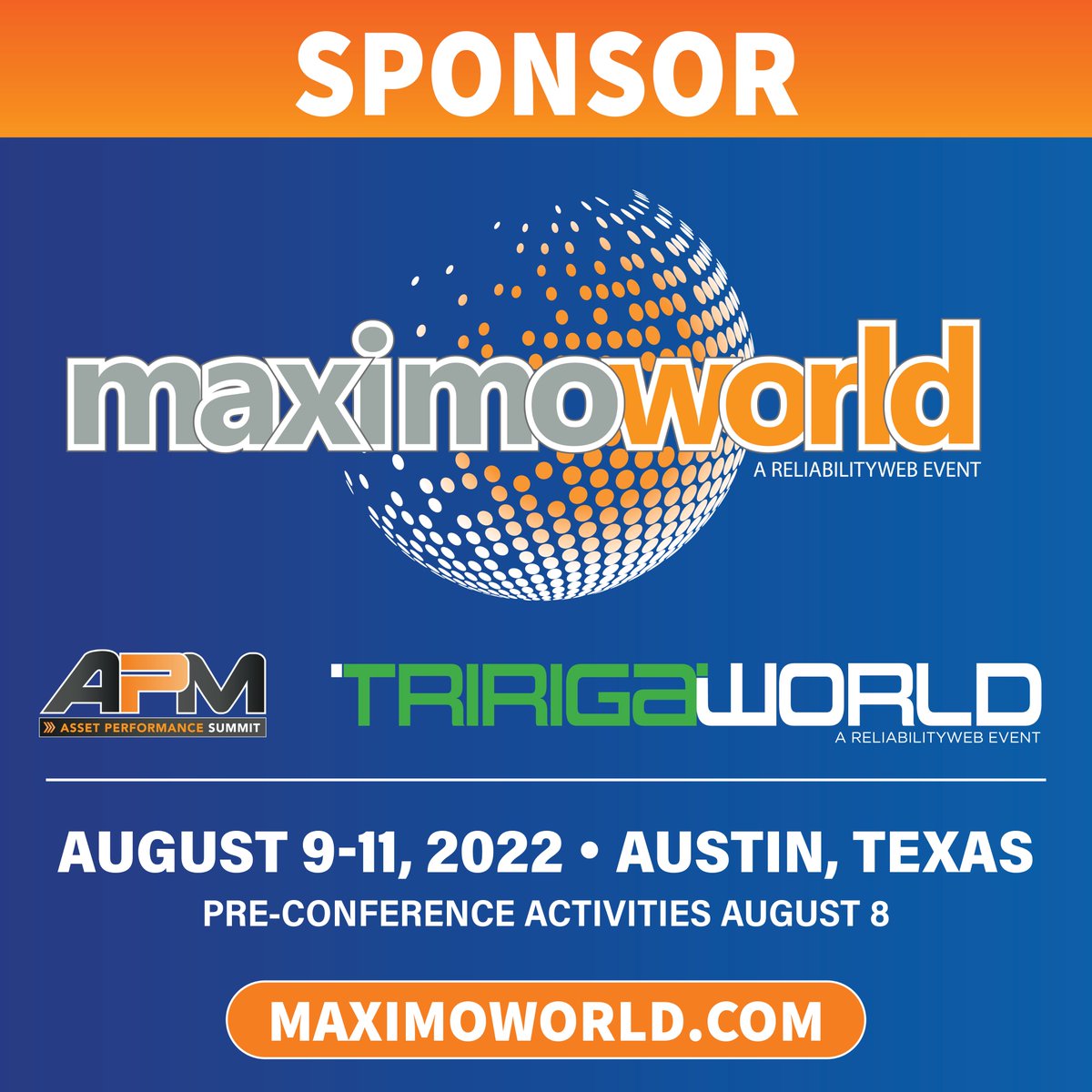 Vetasi's tweet photo. Do you wish to increase your company's competitiveness, improve productivity, or manage your physical assets and industrial facilities for better outcomes? Then join us at MaximoWorld 2022! 
Lets meet up-Register today:https://t.co/TBw0RXURj9 
#reliabilityweb #towersponsorship https://t.co/nlFRlyyFql