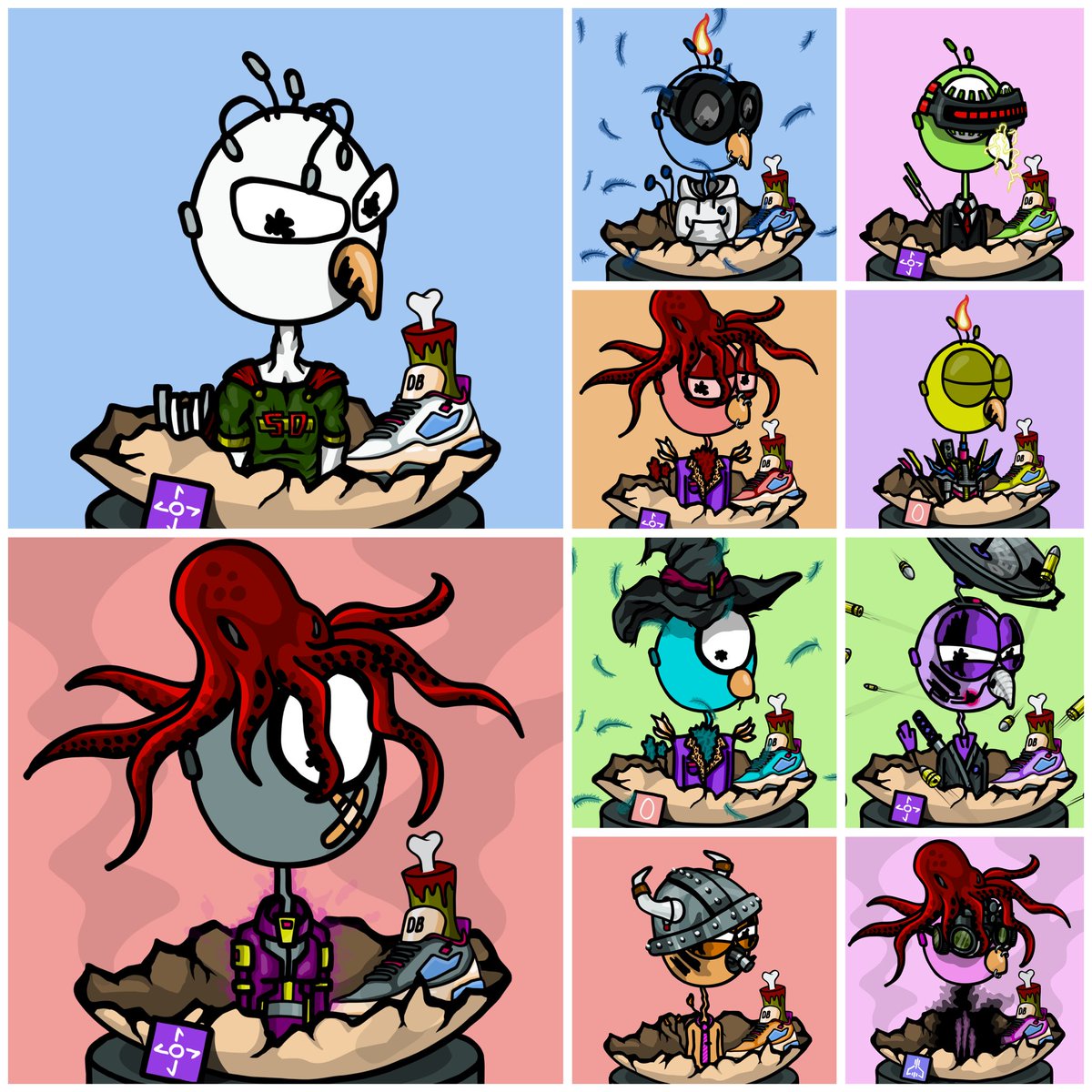 BitWilderness's tweet photo. Iโve been working on this one for awhile!
The only possible full collection of #Derplings featuring every color of the @Cypherkicks cargo attribute!
@DerpBirdsNFT #DerpBirds #DERP #CNFT #Cypherkicks https://t.co/VSwPNes36T