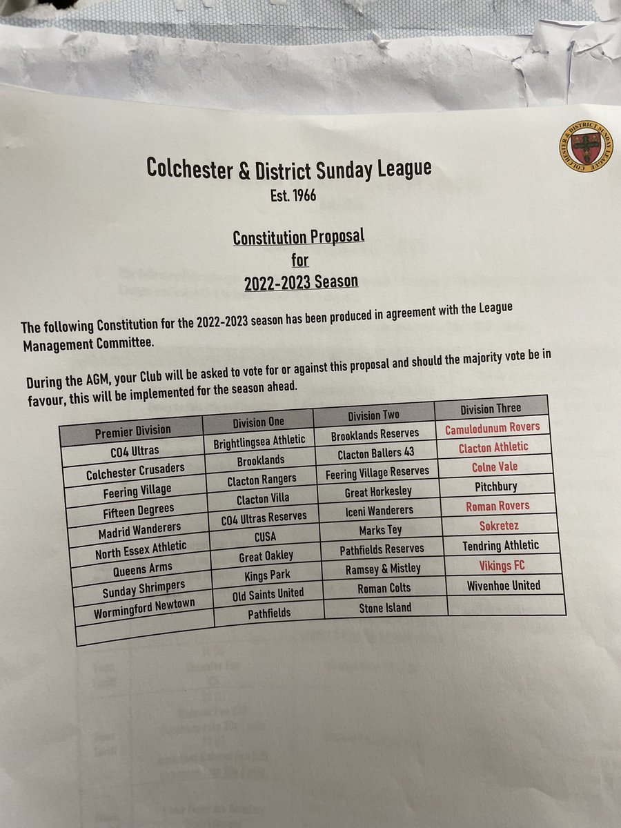 RomanColtsFC's tweet image. That’s the league sorted for the new season 💪🏻Bring it on looking forward to playing some new teams 👊🏻 Great to see the AGM just flow last night too 👊🏻⚽️