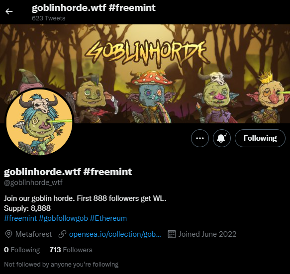 JCaburaro's tweet photo. @goblinhorde_wtf @goblintownwtf @troll_town_wtf @gnomevillewtf LFG got in that first 888 🔥 https://t.co/PaR2WaSWQE