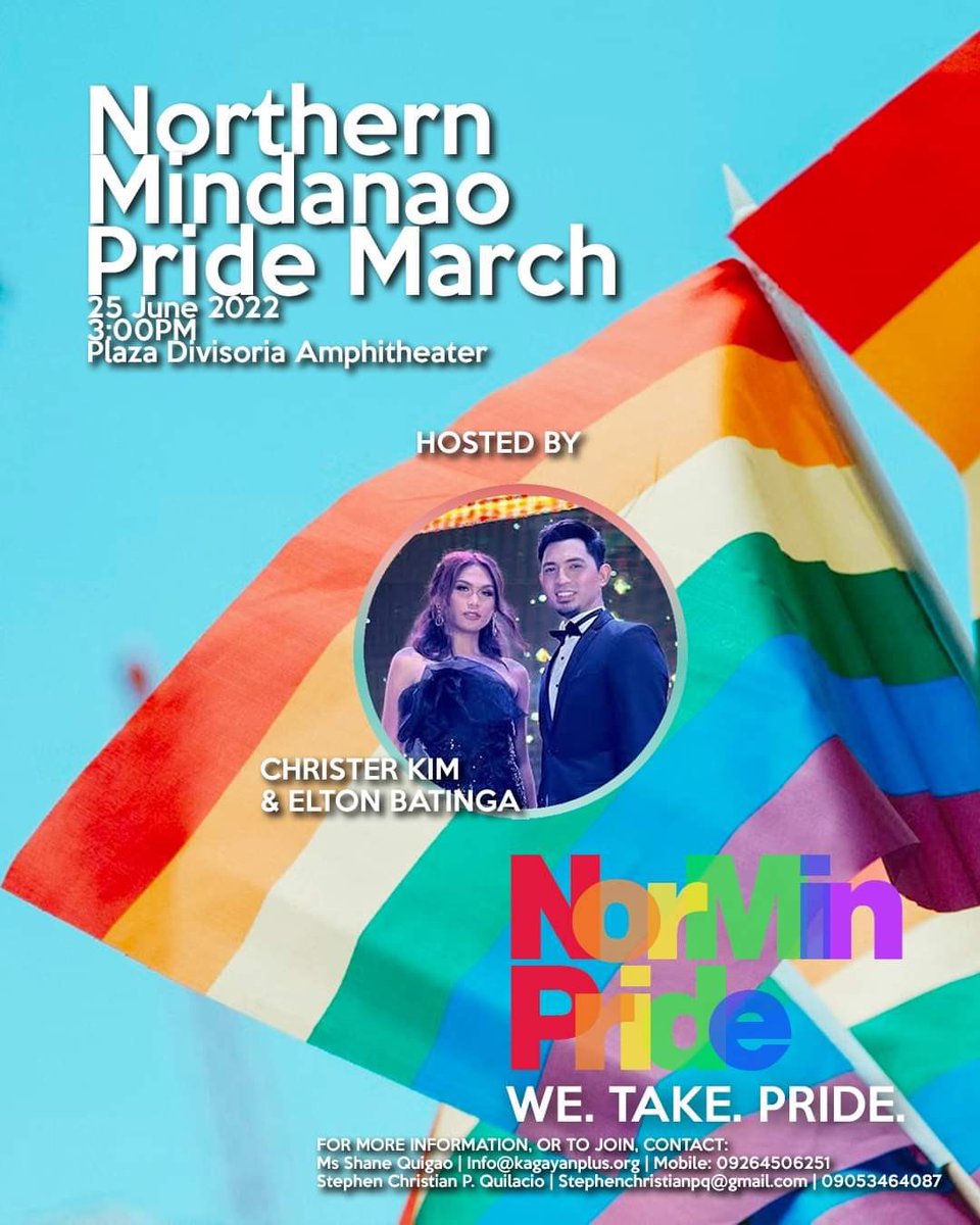 StephXChristiG's tweet photo. Happening tomorrow in Cagayan de Oro! #NorMinPride #Pride We.Take.PRIDE. https://t.co/5GEfLZpKeF