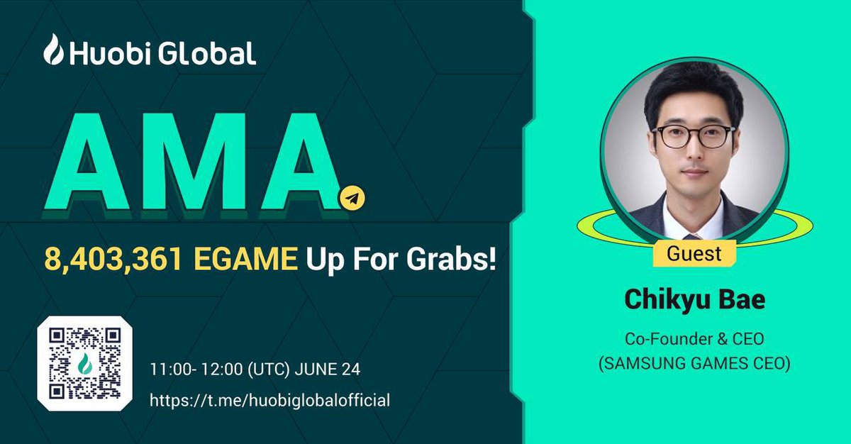 LionGanesh3's tweet photo. AMA with the CEO of EGAME is going to be conducted on huobi global official telegram group

Link: https://t.co/tvoUjkBYMt

Date &amp; Time: June 24, 11:00-12:00 (UTC)

#HuobiGlobal #askmeanything $EGAME https://t.co/ol110xBPBq
