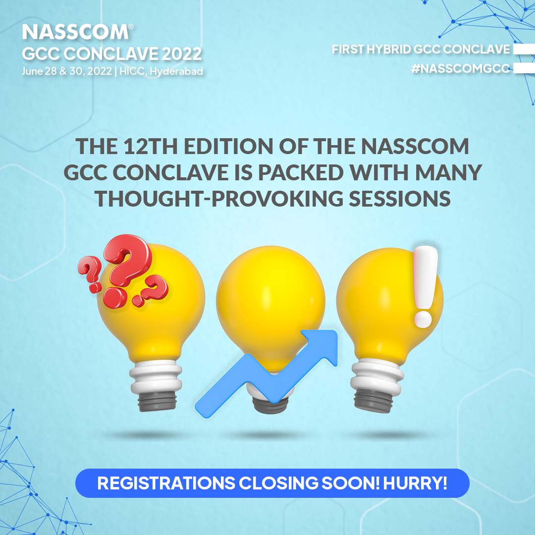NasscomEvents's tweet photo. Get limitless opportunities to learn and network with industry peers at the first hybrid #NASSCOMGCC Conclave. Seats are filling out fast. Book your seats now!

🖱 https://t.co/YcfqPvwYc9
🗓️ 28 &amp; 30Jun'22

#nasscomevents #12thNASSCOMGCC #businessopportunity #peersupport https://t.co/0Of74wdk1e