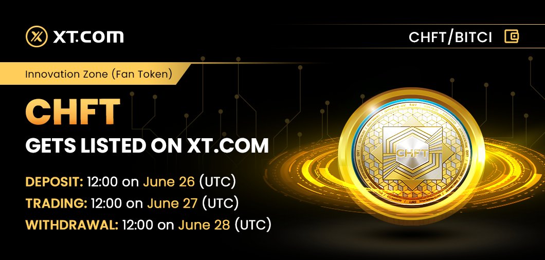 XTexchange's tweet photo. #XTexchange will list CHFT @bitcicom in the Innovation Zone (Fan Token) under CHFT/BITCI trading pair.

✅Deposit: 12:00 on June 26 (UTC)
✅Trading: 12:00 on June 27 (UTC)
✅Withdrawal: 12:00 on June 28 (UTC)

Details:
https://t.co/QQEC2J0K8y https://t.co/lvamjKXnwy