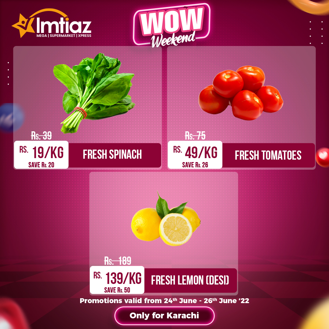 imtiazstores's tweet photo. This weekend, stock up your pantries with fresh fruits, vegetables, and some delicious picks from Bakings! All at discounted rates. So visit Imtiaz Stores now to grab the best in town.
#ImtiazStores #WeekendPromotions #WowWeekend https://t.co/IyhUXVjIyR