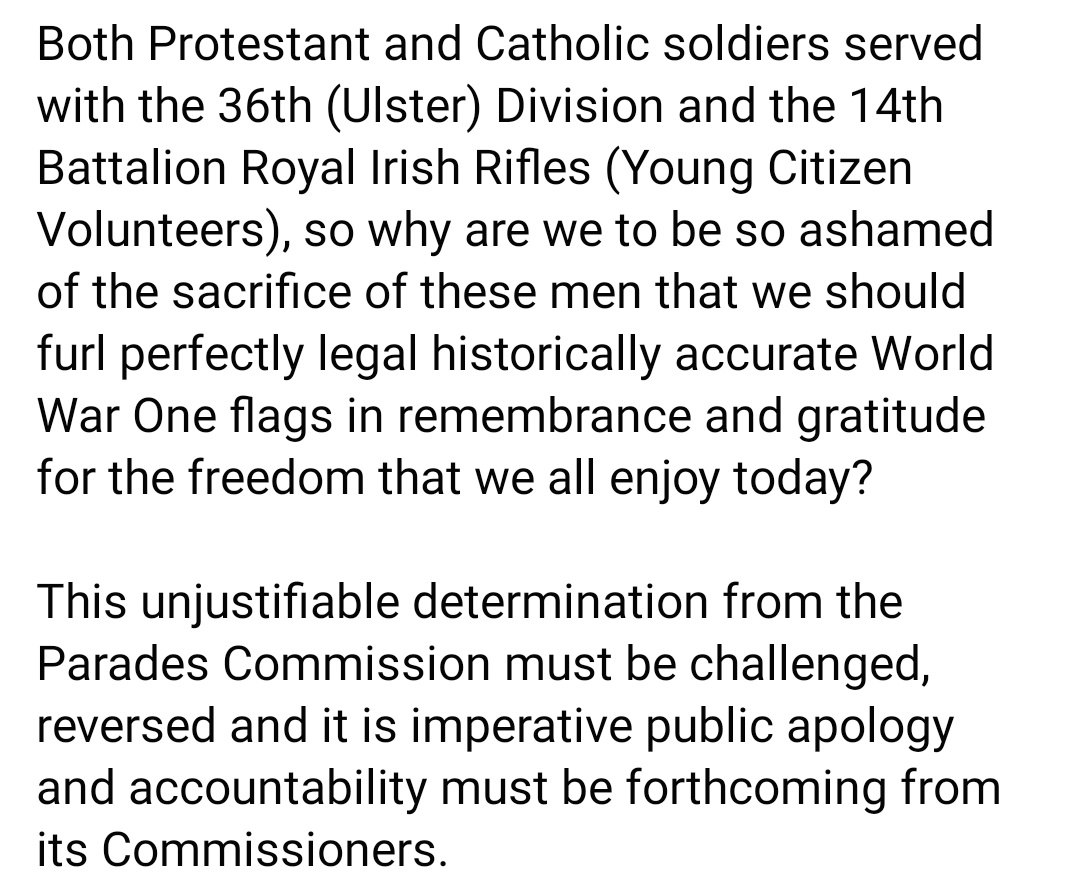 OfficialPUP's tweet photo. PUP Armed Forces Spokesperson Jim McCaw reacts to the "unjustifiable determination" imposed upon this Saturday's Whiterock parade.

Full statement below https://t.co/S2DC1Thx4A