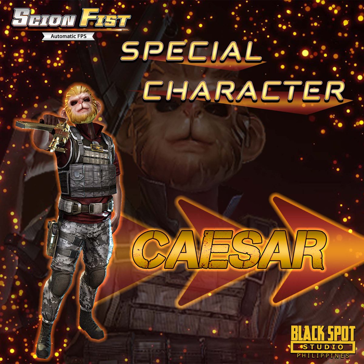ScionFist_PH's tweet photo. Have you tried getting a special character on your battle? You might want to try Caesar? He'll be very helpful on your next winning game.

#ScionFistPH #FPS #ShootingGame #Action #thrill #BlackSpotStudioPH #GunsAndWeapons #Games #OnlineGames #Android #IOS #VideoGaming https://t.co/ih7YuHjDjH