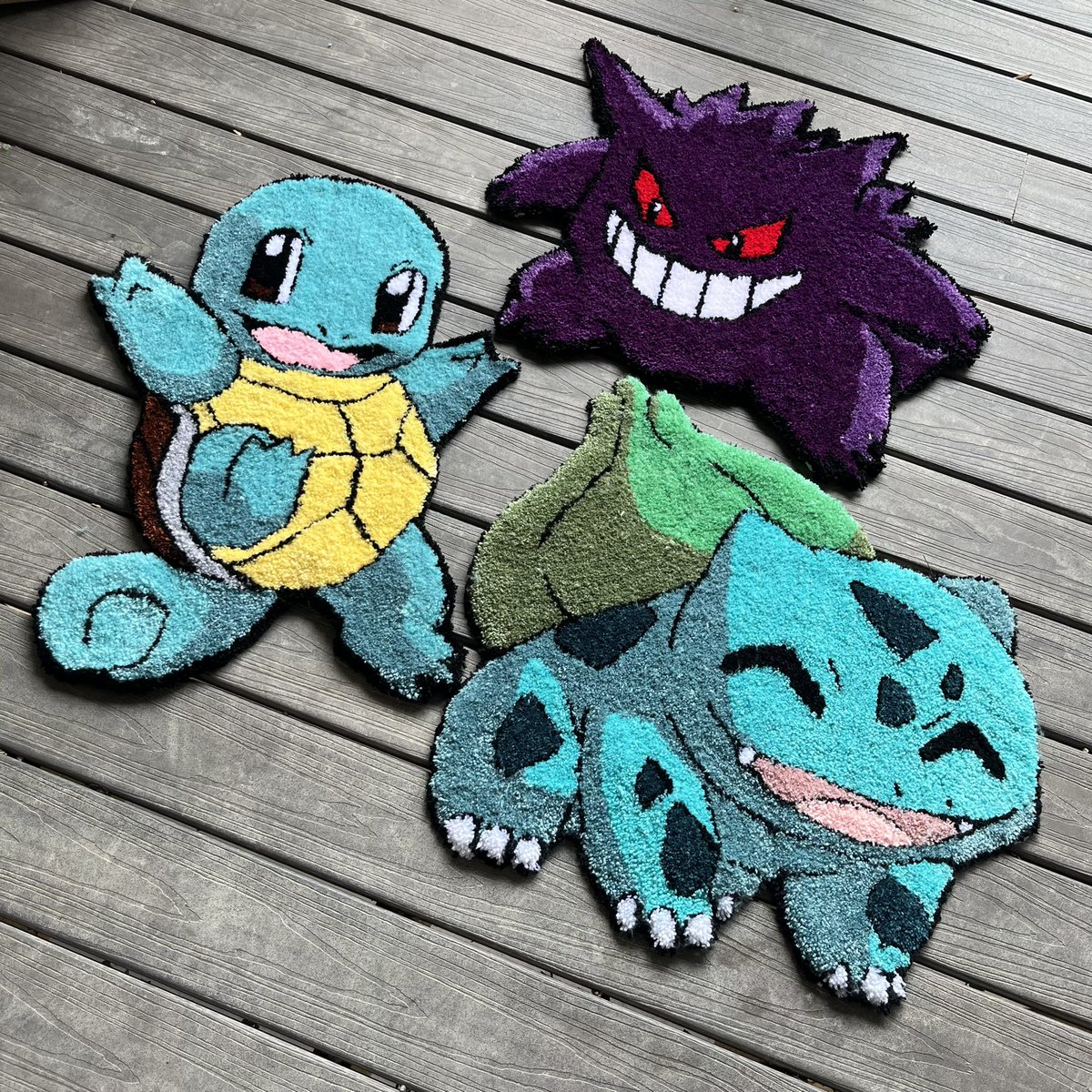 anyways here’s some rugs i did recently and i have 3 commission slots open 
#tufting #artistsontwitter #pokemon #rugartist #rugart #AnimeArt