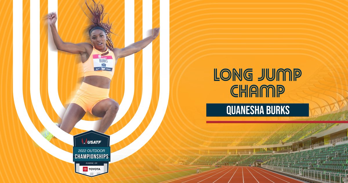 Burks locked in the long jump win on attempt 1️⃣ at the <a href="/Toyota/">Toyota USA</a> USATF Outdoor Championships 🤩

🥇<a href="/strongbelieverQ/">Quanesha Burks OLY</a> - 7.06m*
🥈<a href="/Jasmineemoo/">Jasmine Moore</a> - 6.80m*
🥉@Tiffany_Co__ - 6.69m
 
#JourneyToGold #USATFOutdoors