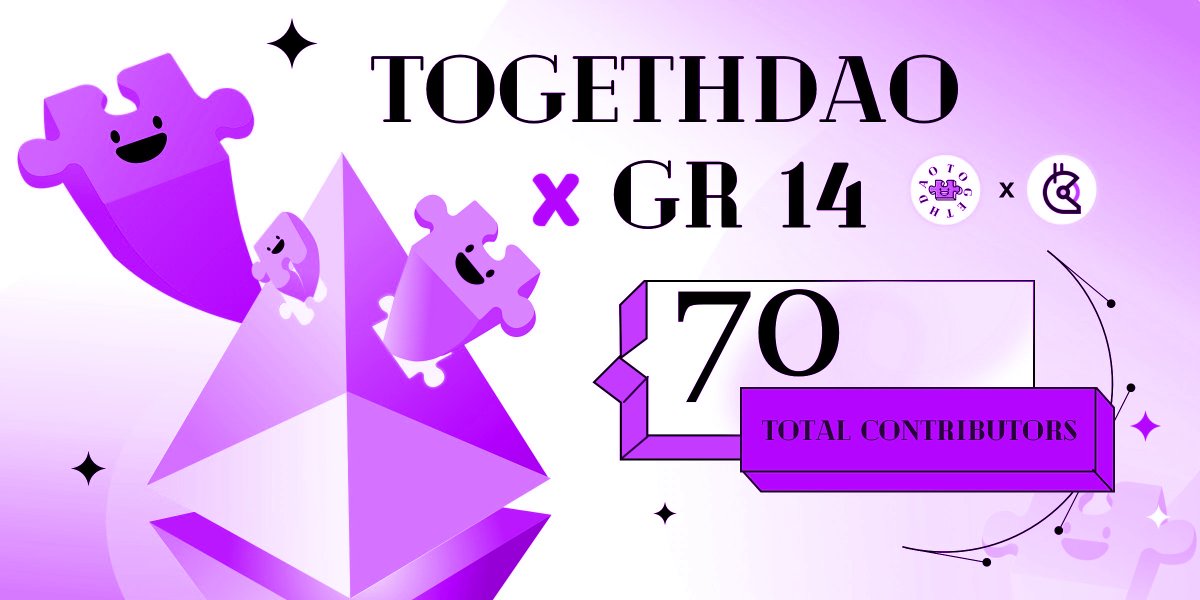 TogethDAO's tweet photo. @gitcoin 70 contributors before the last sec runs out 🌈
Togeth for #DAO 💗 https://t.co/u9vTSrIBQq