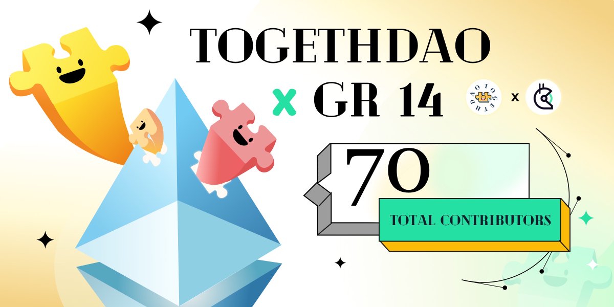 TogethDAO's tweet photo. @VitalikButerin @gitcoin 70 contributors before the last sec runs out 🌈
Togeth for #DAO 💗 https://t.co/458Uy15VGh