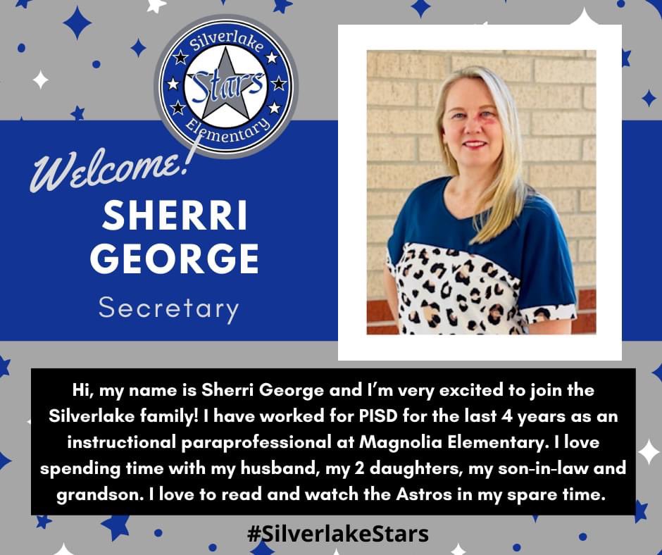 We are excited to welcome Mrs. George to the Silverlake team for the 2022-2023 school year! 🎉💙⭐🎉💙⭐ #SilverlakeSTARS #WeArePearlandISD
