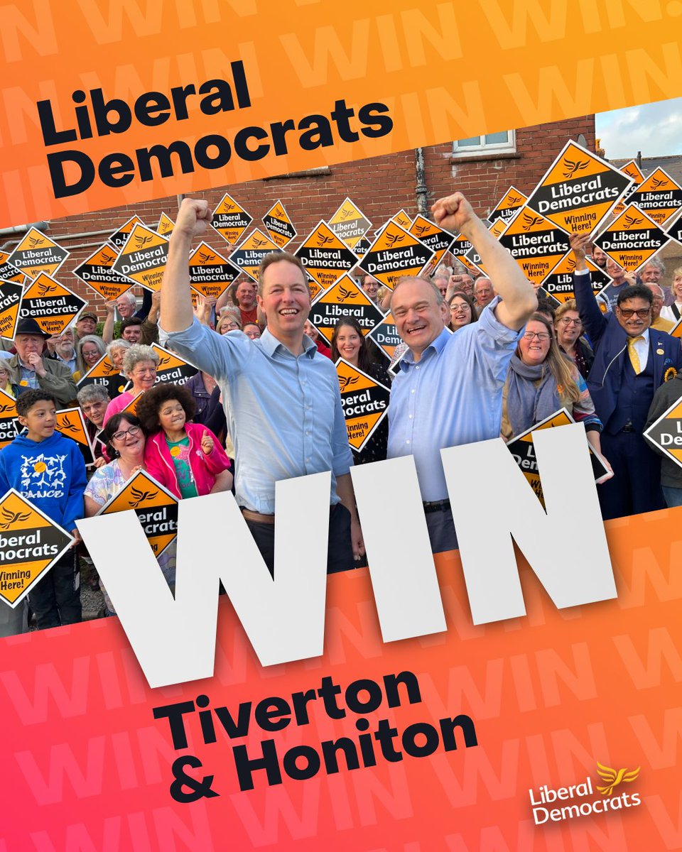 Liberal Democrats WIN Tiverton and Honiton. Congratulations @RichardFoordLD. Devon has spoken for the country: The public is sick of Boris Johnson’s lies and law-breaking and it’s time for Conservative MPs to finally do the right thing and sack him.