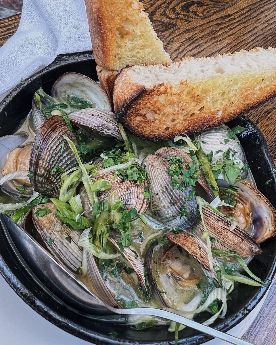 aocla's tweet photo. clams, sherry, green garlic &amp; toast #aoc #aocla #clams #greengarlic 

https://t.co/YfVrgB1T5q https://t.co/4ZSvah1IMO