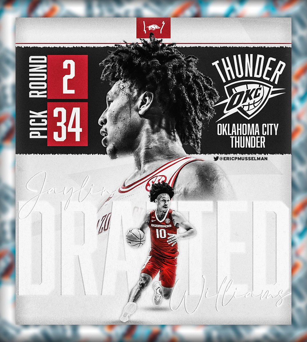 Congratulations to Jaylin Williams on being drafted by the <a href="/okcthunder/">OKC THUNDER</a>