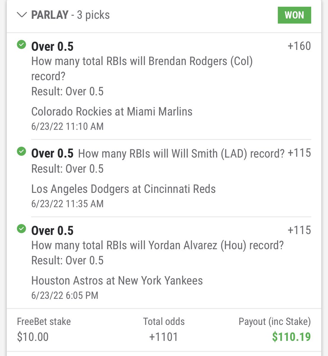 jglsu1's tweet photo. @MattyChucks Cashed a free bet twice in one week! https://t.co/u52Tw2IqNe