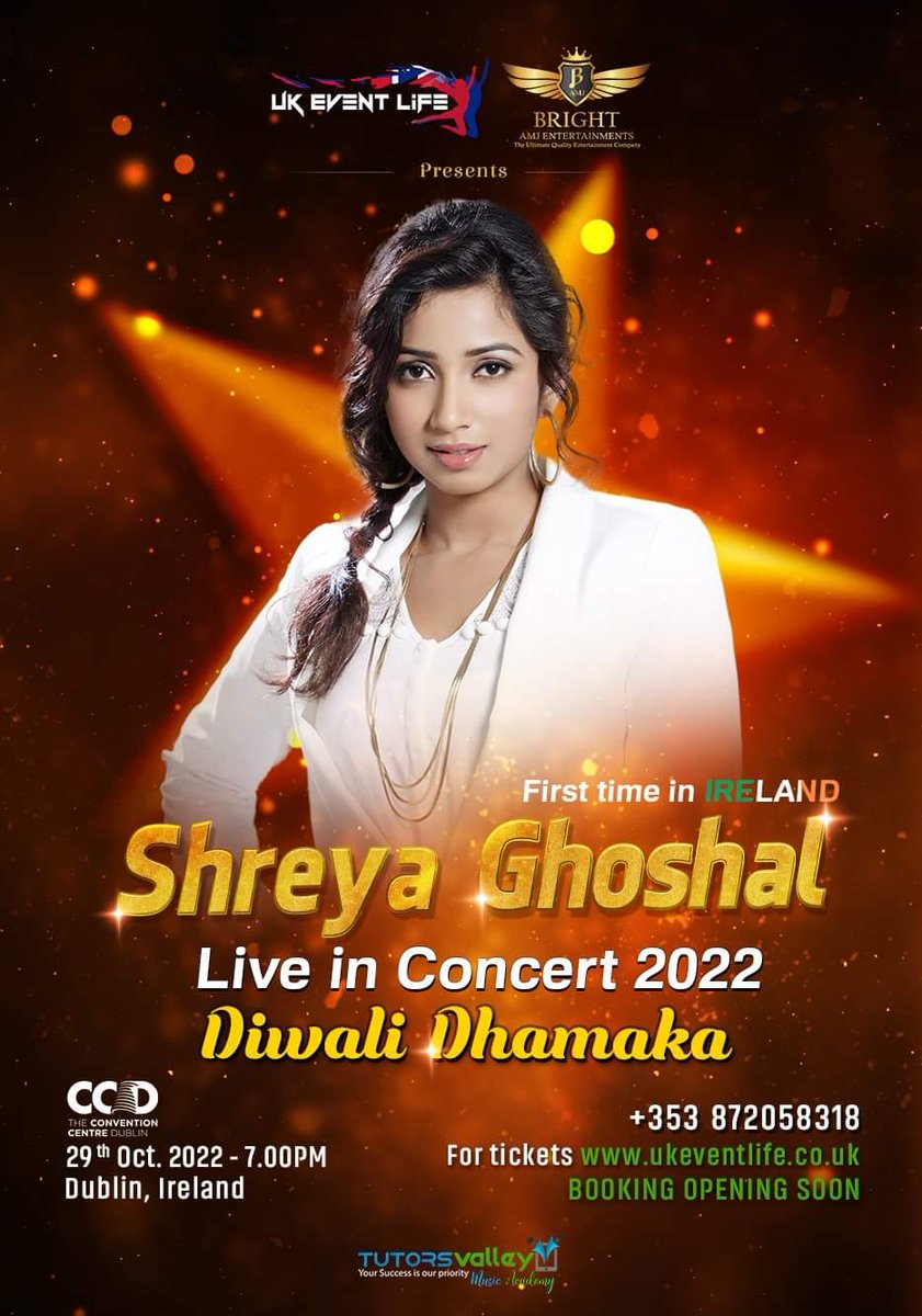 SonaSsg's tweet photo. The Nightingale of India will be performing...
#29OCT2022 👉 The Convention center Dublin in Ireland
#30OCT2022 👉 Rai Theater Amsterdam in Netherlands
Best wishes @shreyaghoshal .Really excited to witness upcoming musical Dhamakaaaa... https://t.co/YyIyYYtQYk