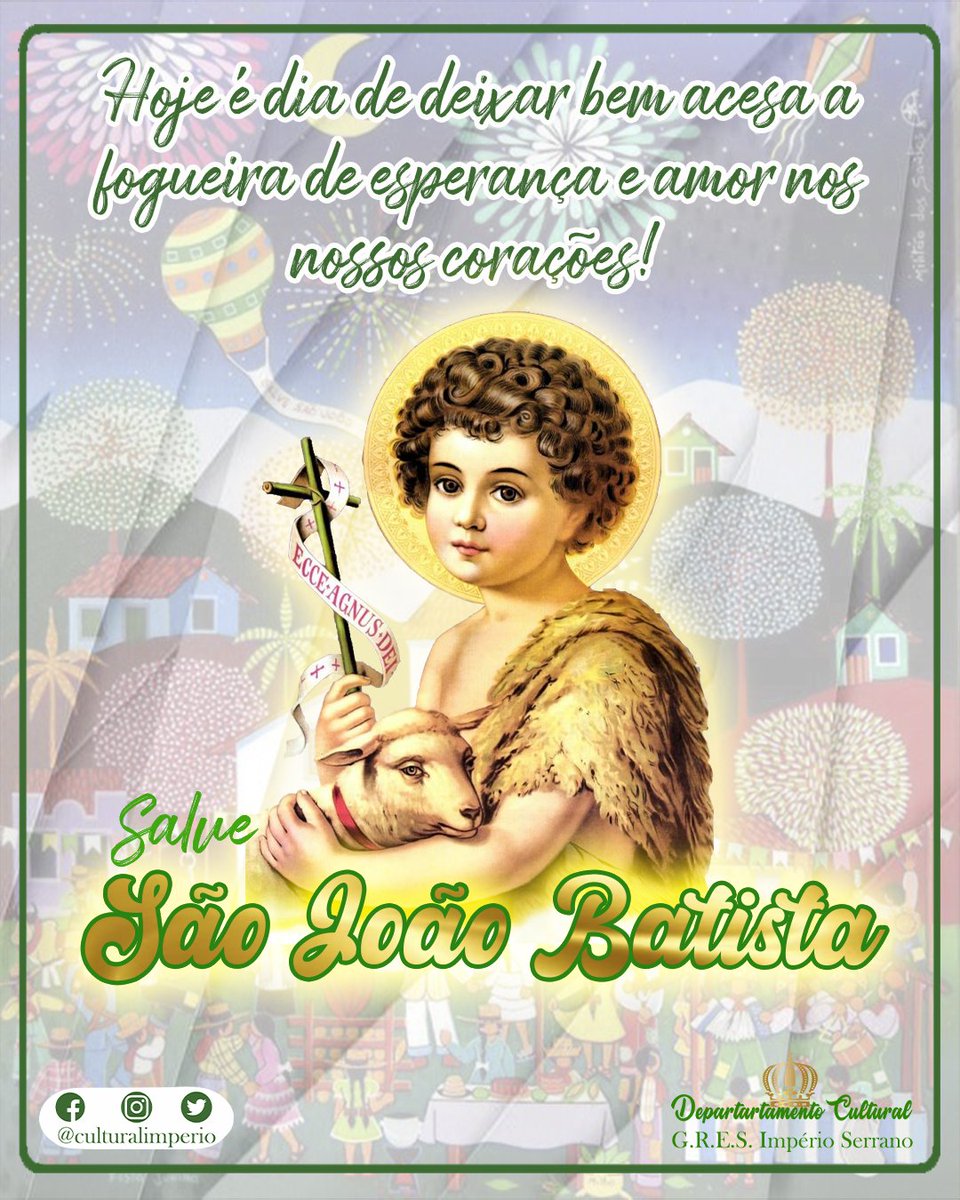 💚SALVE SÃO JOÃO!🤍

Uma Faísca de gentileza, pode gerar uma fogueira de coisas muito boas!! 🔥🔥

#impérioserrano #departamentocultural #vivasãojoão #lugaresdearlindo #arlindocruz #carnaval2023 #madureira #carnavalrj #liesa #grupoespecial #escoladesamba #enredo #serrinha