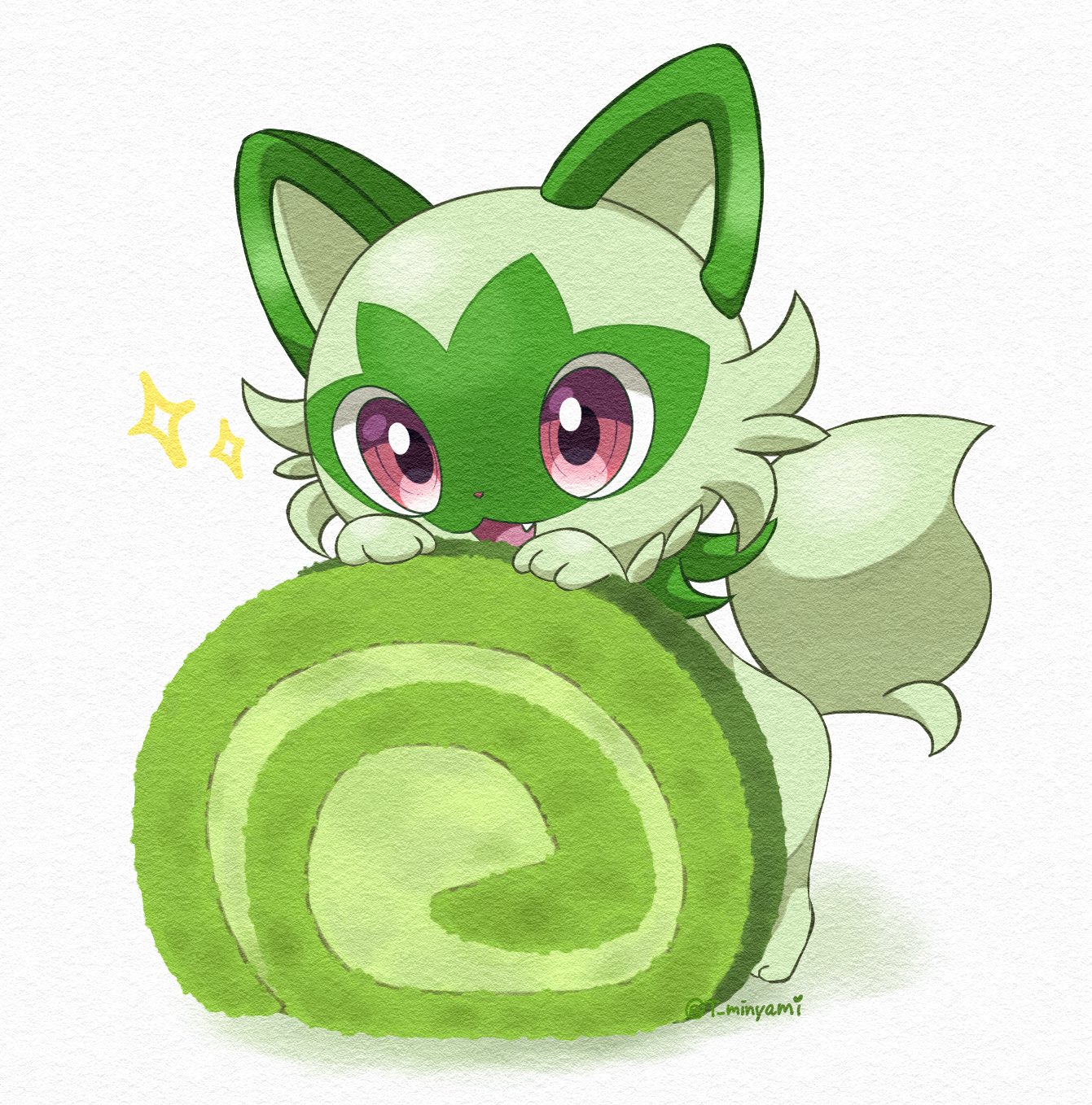たなか ニャオハと抹茶ロールケーキ ポケモンイラスト ポケモンsv Pokemon T Co 0cvvpgi9fa Twitter