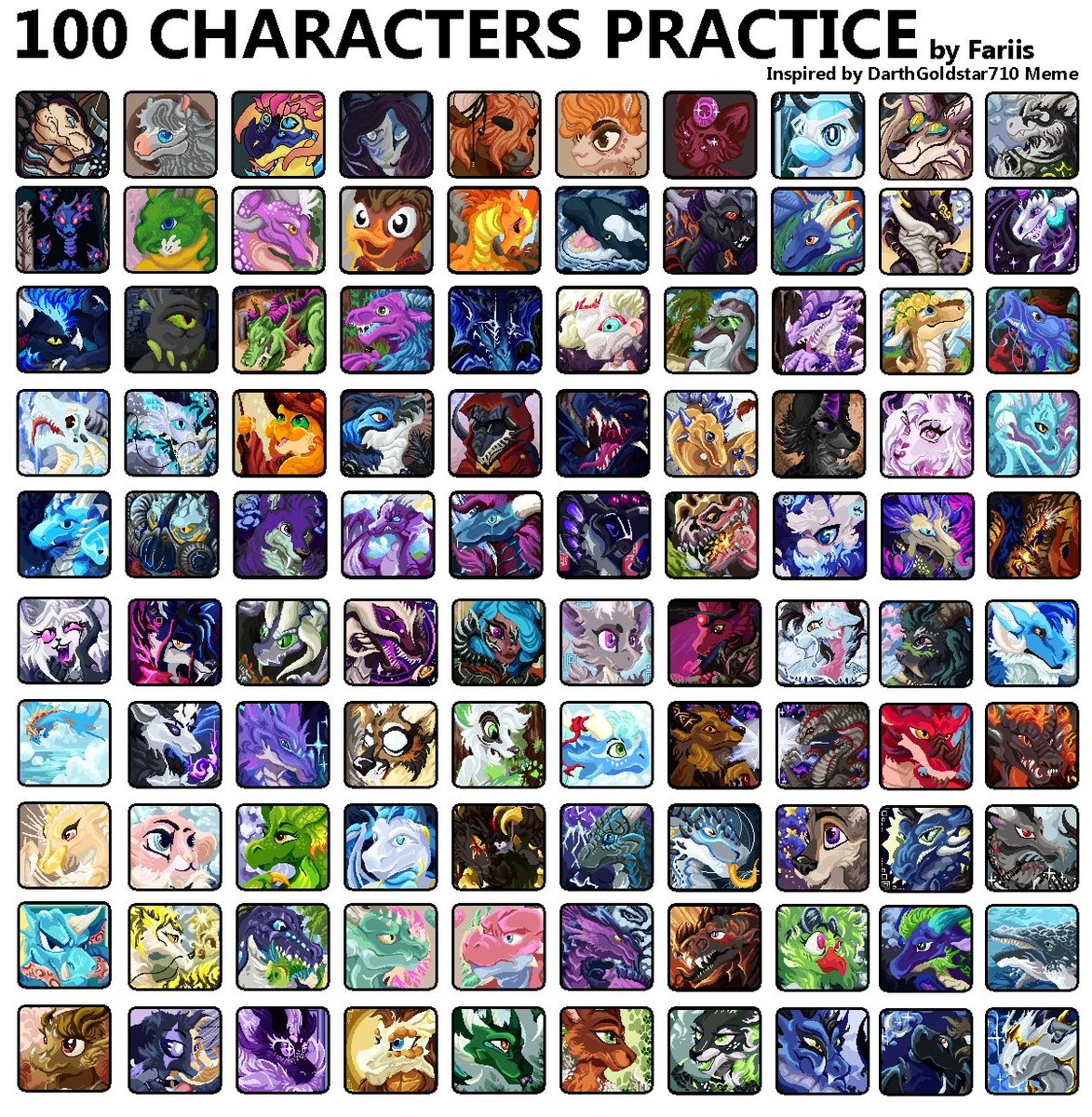 FariisTal's tweet photo. 100 characters icon practice

So, phew, 55 days and 100 icons was hard, but fun

Also it is main reason while now I'm sometimes just disappear to draw and animate from sculpting content

#pixelanimation #pixelart #icon #challenge #dragon #female #male #anthro #feral #lizard https://t.co/mhQgKCRwP7