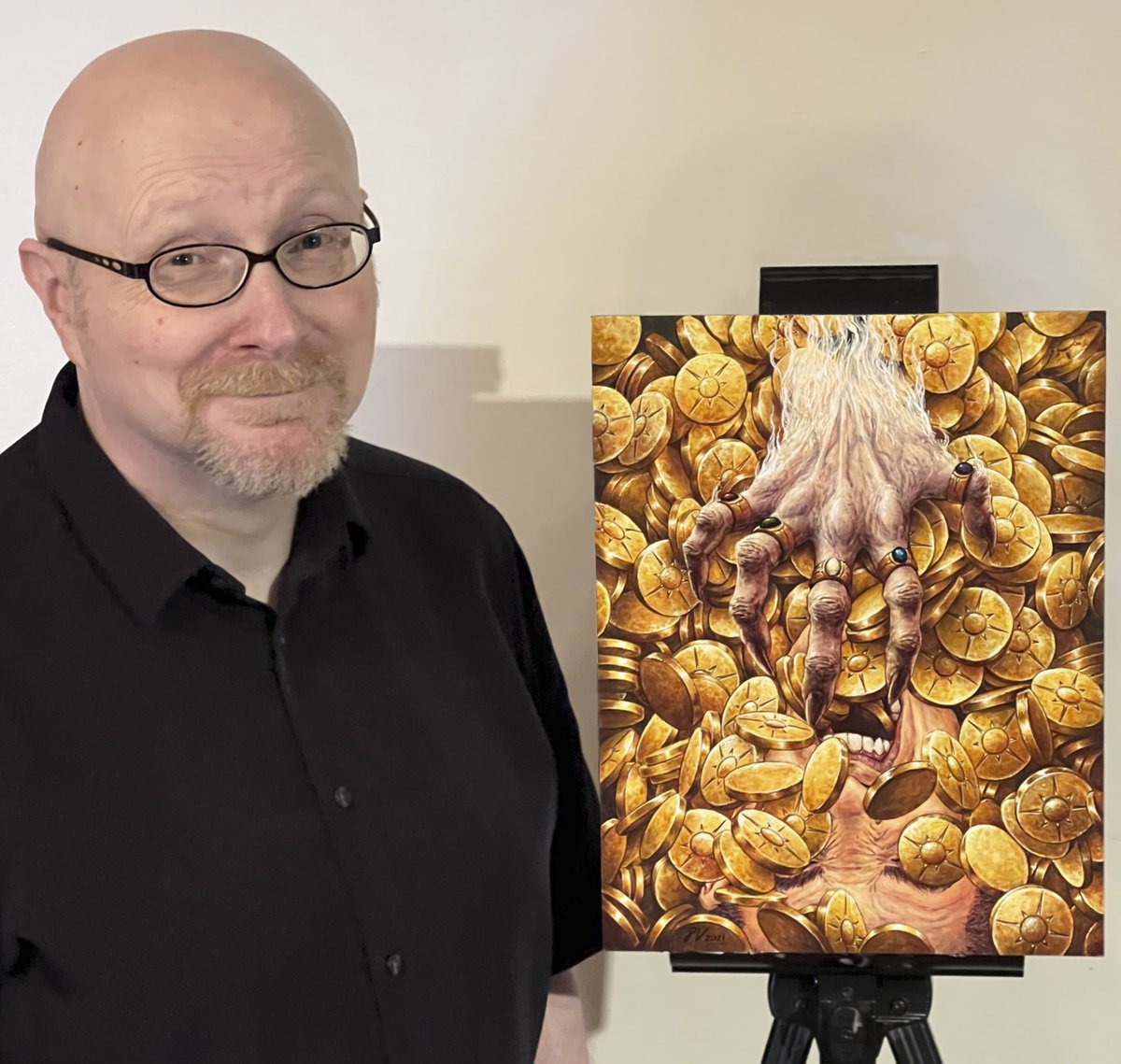 The auction for Smothering Tithe has begun in the MTG Art Market! It'll conclude on Monday.
Here’s your opportunity to own a little slice of my sanity as I painted coins for five straight days!
facebook.com/groups/mtgartm…