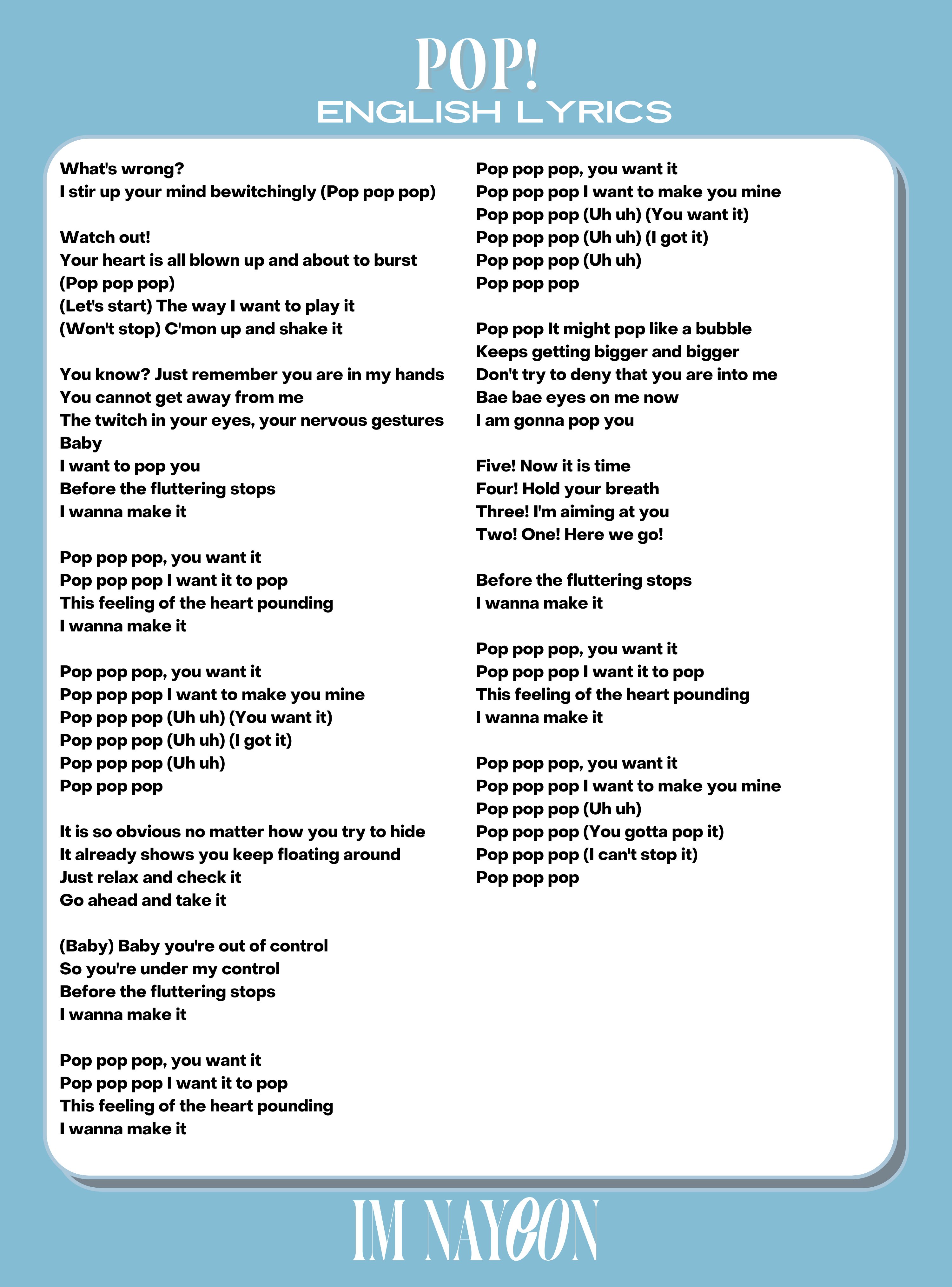 Lyric Trans Im Nayeon 1st Mini Album English Lyrics Twitter