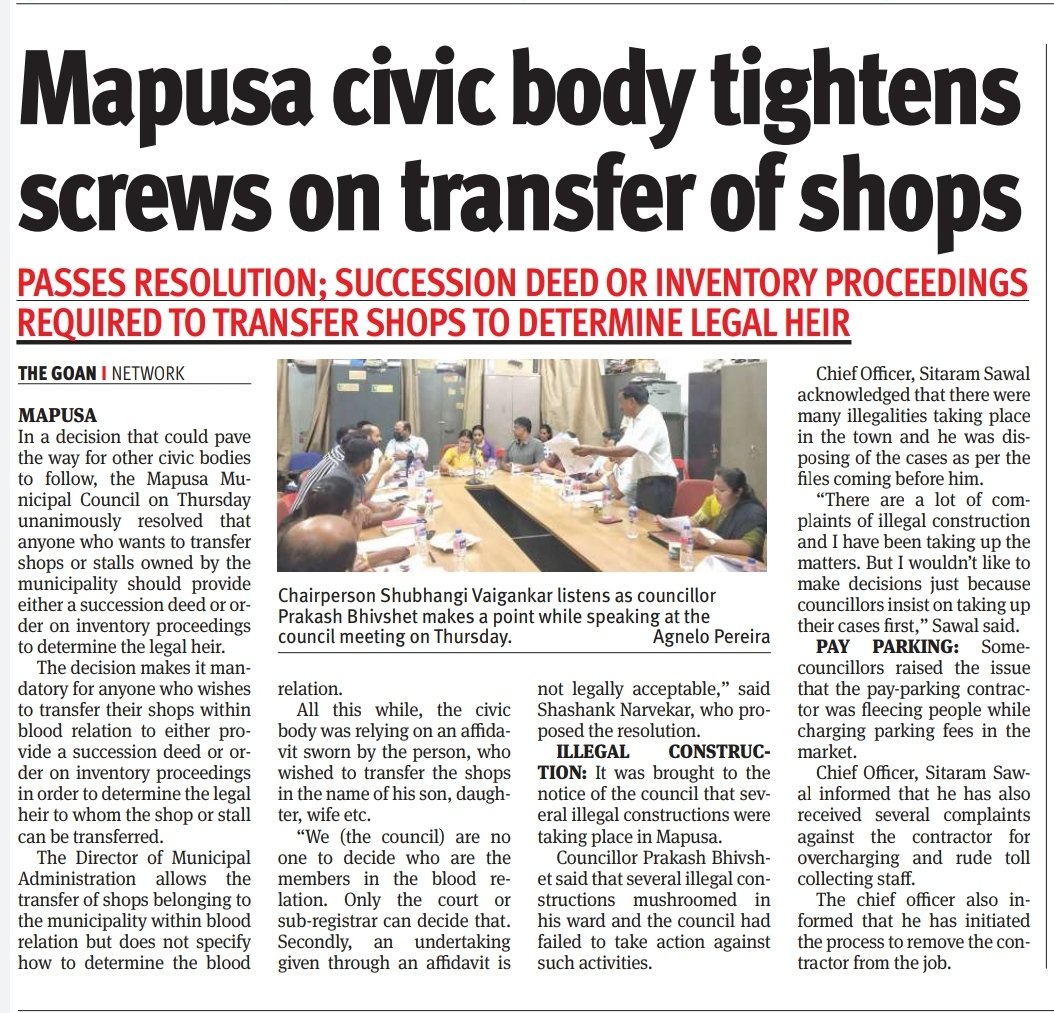 thegoanonline's tweet photo. #Mapusa civic body tightens screws on transfer of shops #todayinthegoan @Joshua_De_Souza
#MMC #MapusaGoa https://t.co/sr2zfcwTjv