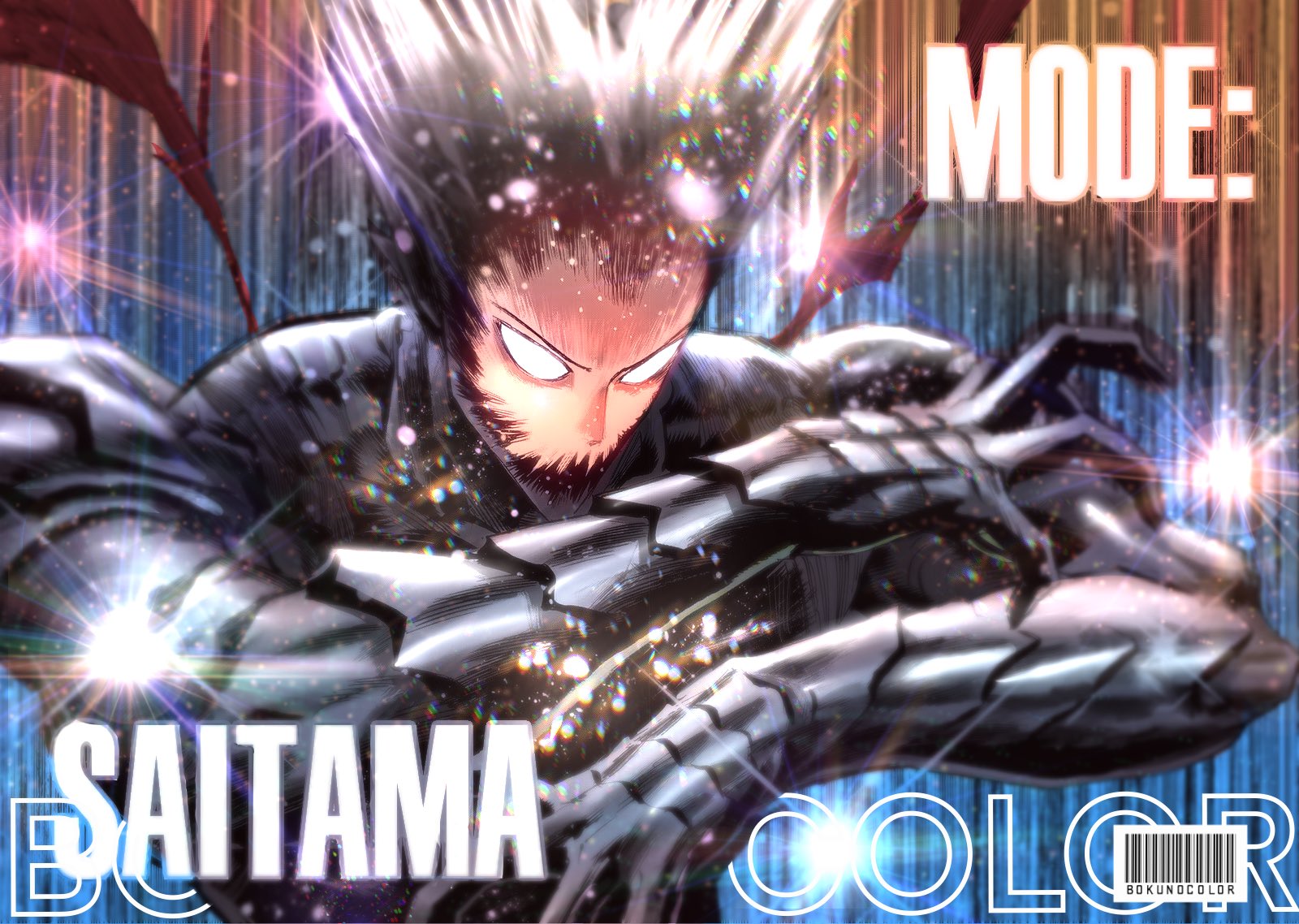 Cosmic Garou mode Saitama color  One punch man manga, One punch