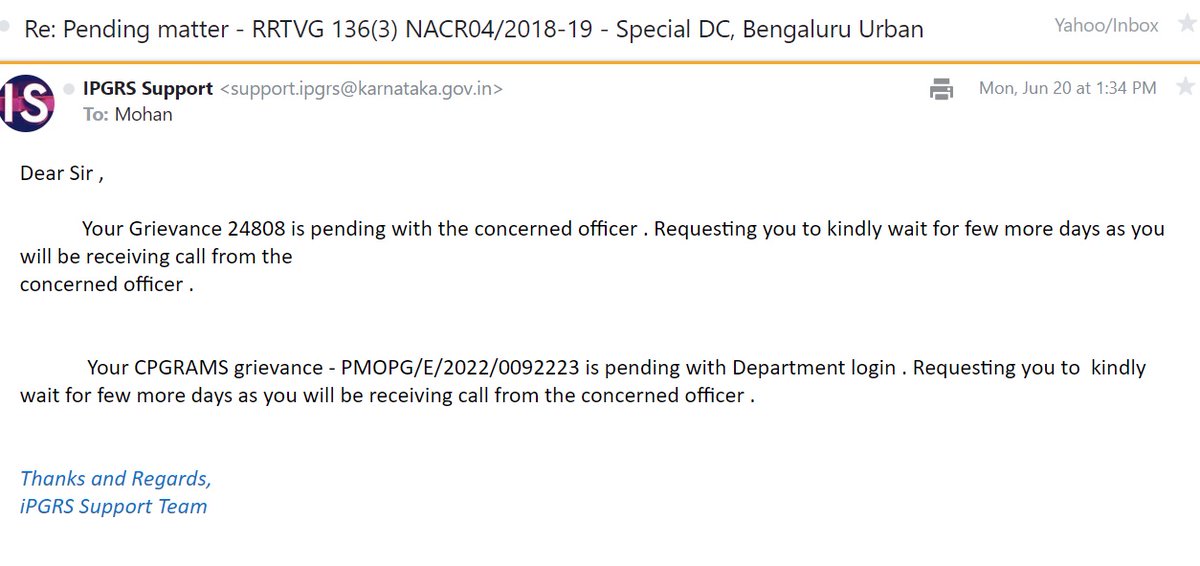 PetitionIssue's tweet photo. Land registration pending for 25 years #ipgrs👇

#Karnataka High Court order 2.5 yrs ago
#CPGRAMS pending for 88 days
GOK Grievance pend 31 days
File with @dcbangalore #revenue @JManjunathIAS  tweeted six months ago 'will review next working day' #rtItBot @CMofKarnataka @PMOIndia https://t.co/kQwmrevOg2
