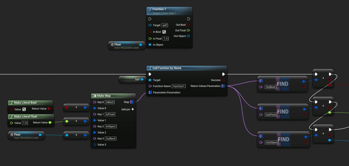 I'm working on a new #UnrealEngine plugin with some reflection features:
- Store &amp; Retrieve any value as a wildcard struct.
- Call functions by name while passing parameters in &amp; out by name. Using the same wildcard struct to hold the parameter values.

Top: Static
Below: Dynamic