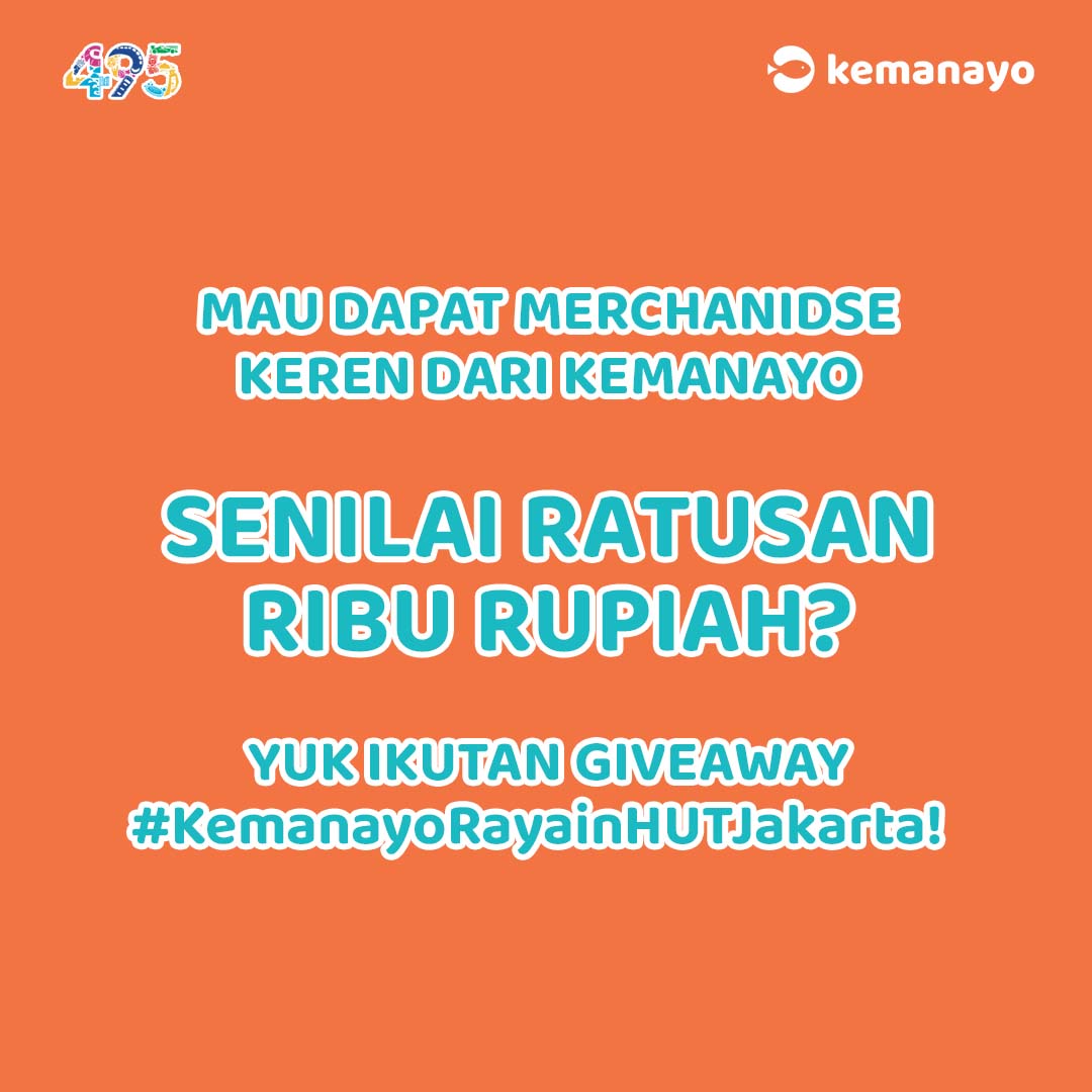 kemanayo's tweet photo. ‼️ GIVEAWAY ALERT ‼️

Mau dapat merchandise KEMANAYO super keren senilai RATUSAN RIBU RUPIAH? Yuk ikutan giveaway #KemanayoRayainHUTJakarta di Instagram Kemanayo. Informasi lengkapnya cek di sini https://t.co/SPqVfQoj0M https://t.co/m2rd6ajgPg